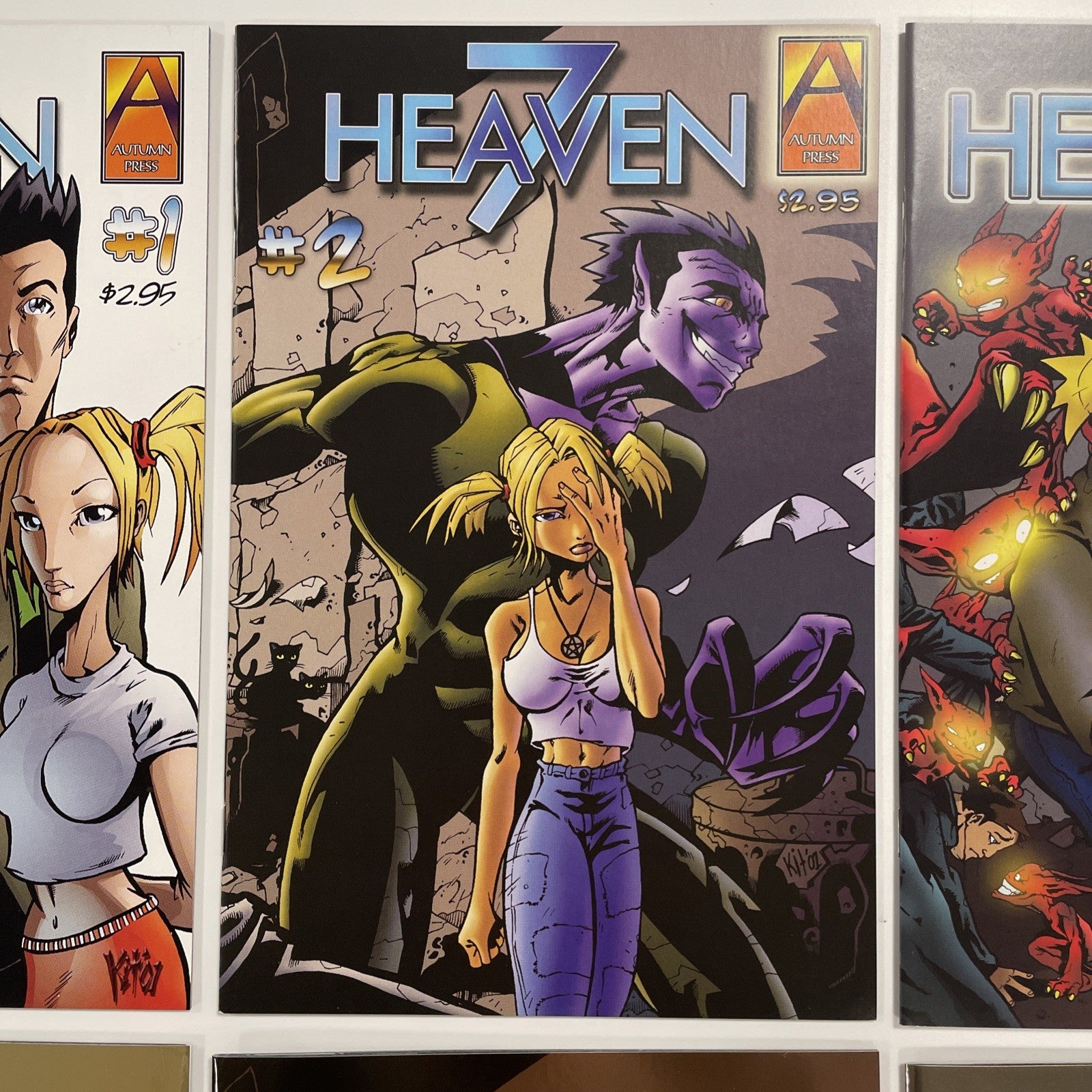 Heaven 7 #1-3 2001 NM Complete Set x2 Regular Covers & Foli Virgin Variants2