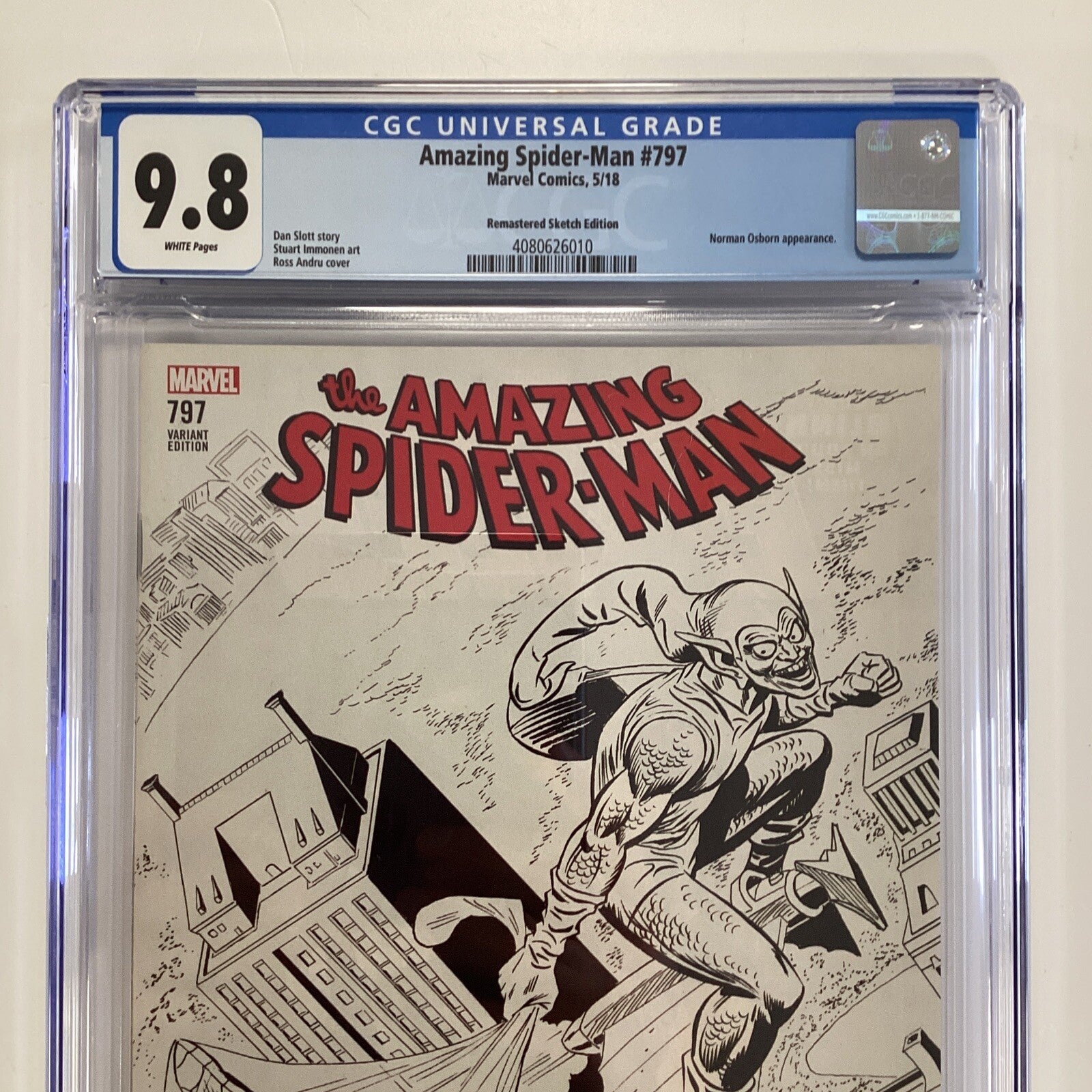 Amazing Spider-man #797 2018 CGC 9.8 White Pages Romita 1:1000 Sketch Variant1