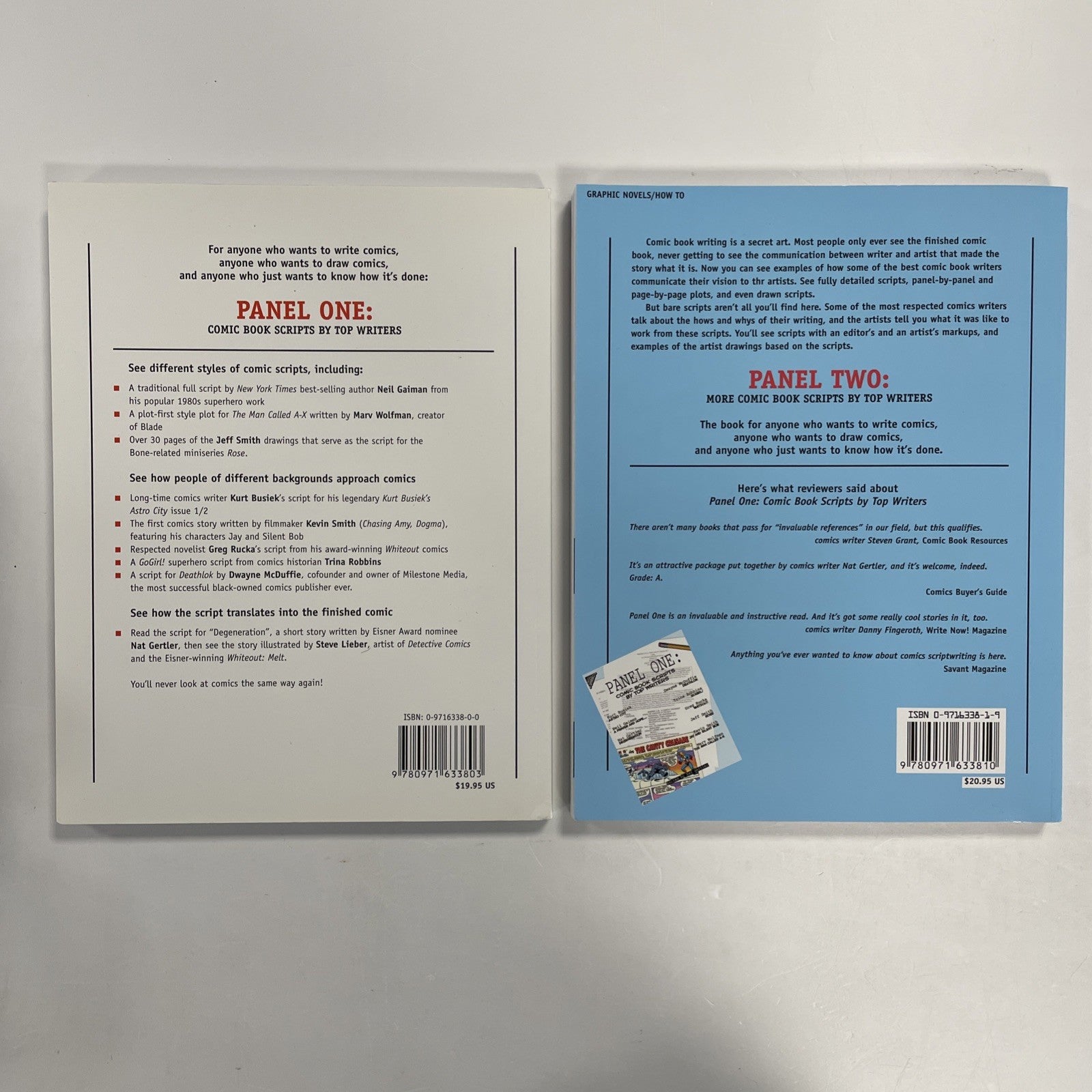 Panel One & Panel Two: Comic Book Scripts by Top Writers  2002, 2003 1st Prints9