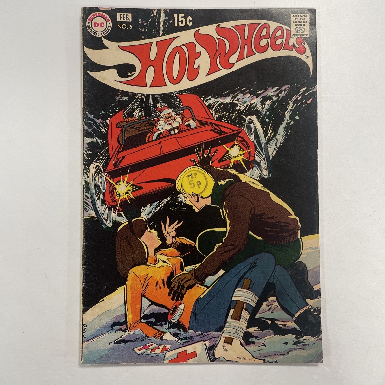 Hot Wheels #6 Dc Comics 1971 VG/FN Neal Adams Santa Cover Last Issue Pence Stamp0