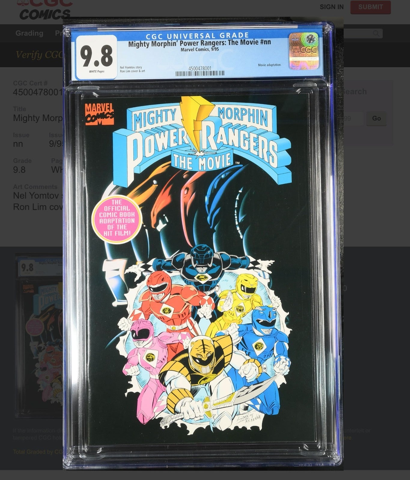 Mighty Morphin’ Power Rangers: The Movie 1995 CGC 9.8 White Movie Adaptation2