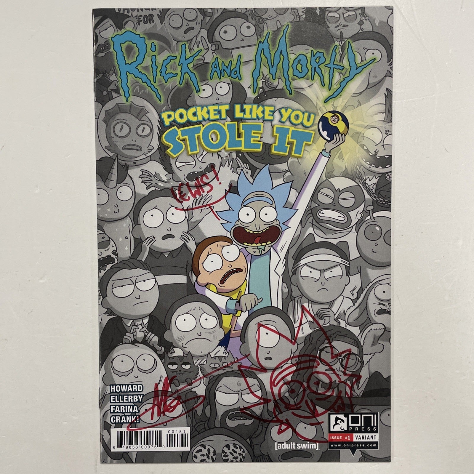 Rick and Morty #1 2017 Forbidden Planet BW Var Signed and Sketched (to Lewis) **0