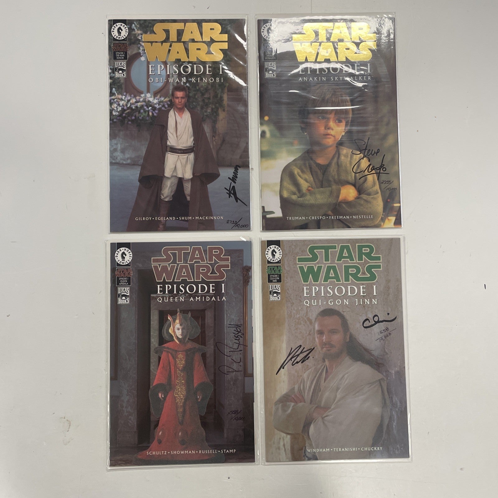 Star Wars Episode 1 Obi-Wan Amidala Qui-Gon & Anakin Gold Foil Signed Comics X40