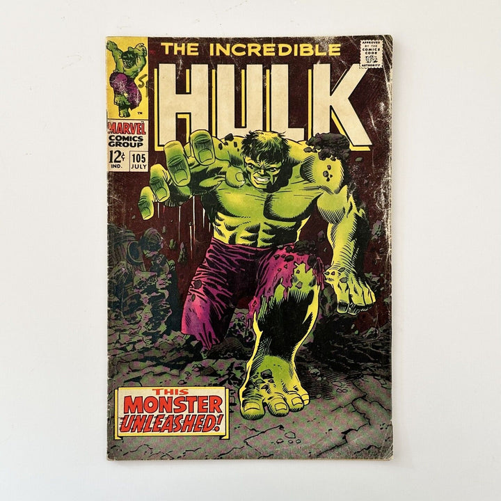 Incredible Hulk #105 VG 1968 1st Appearance Missing Link Cent Copy Pen on Cover