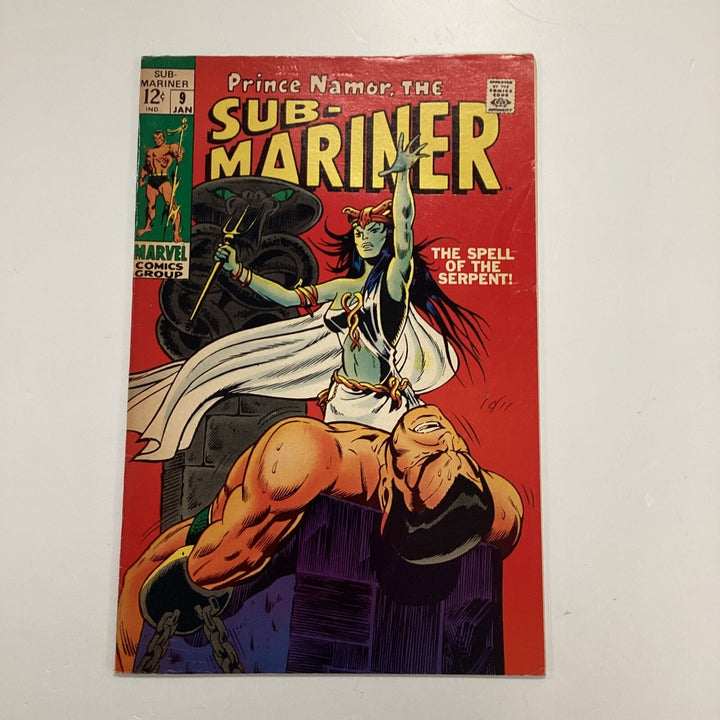 Sub-mariner #9 1969 VG/FN 1st Appearance Of King Naga **pen on front cover0