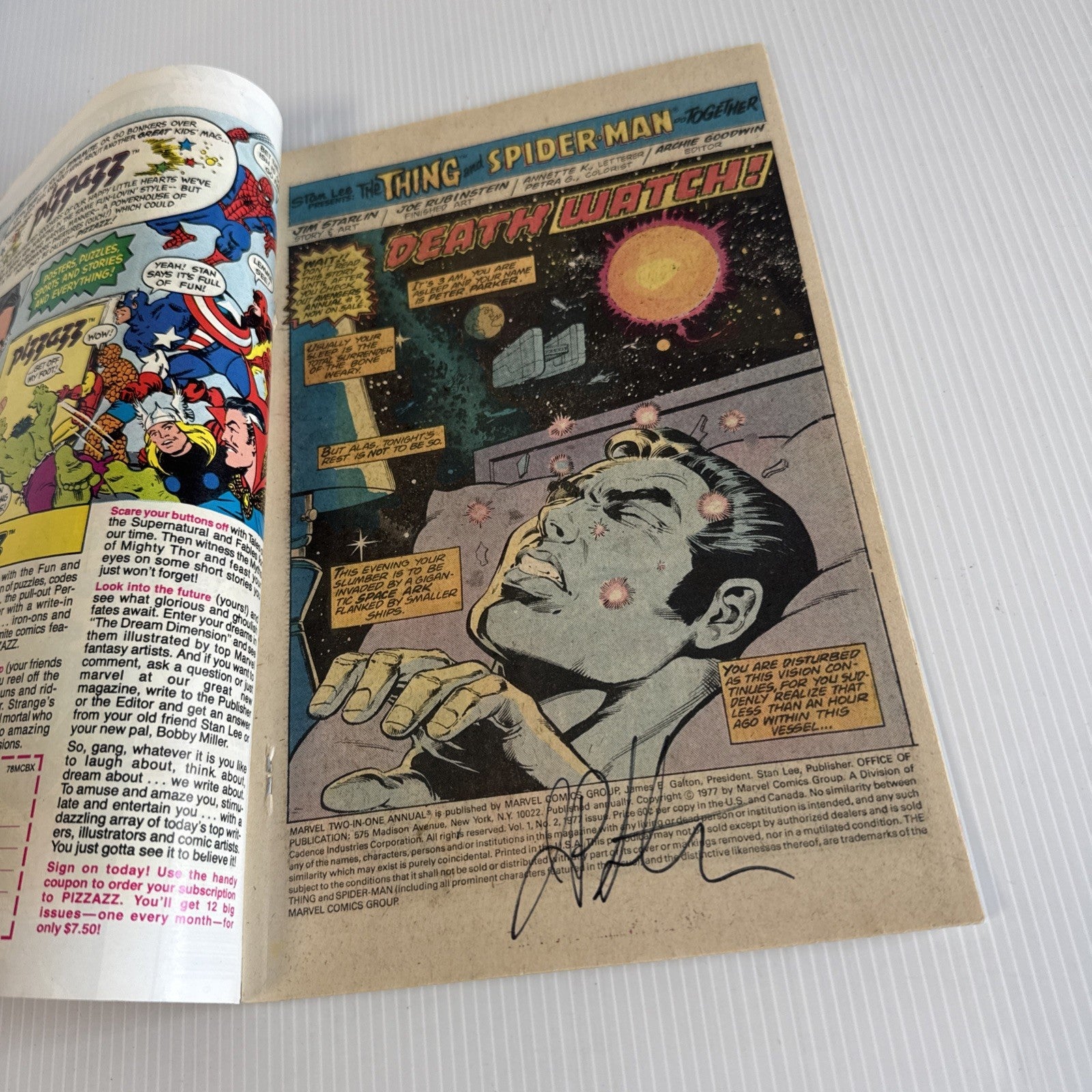 Marvel Two-in-One King-Size Annual #2 1977 VF/NM Signed Jim Starlin inside page6