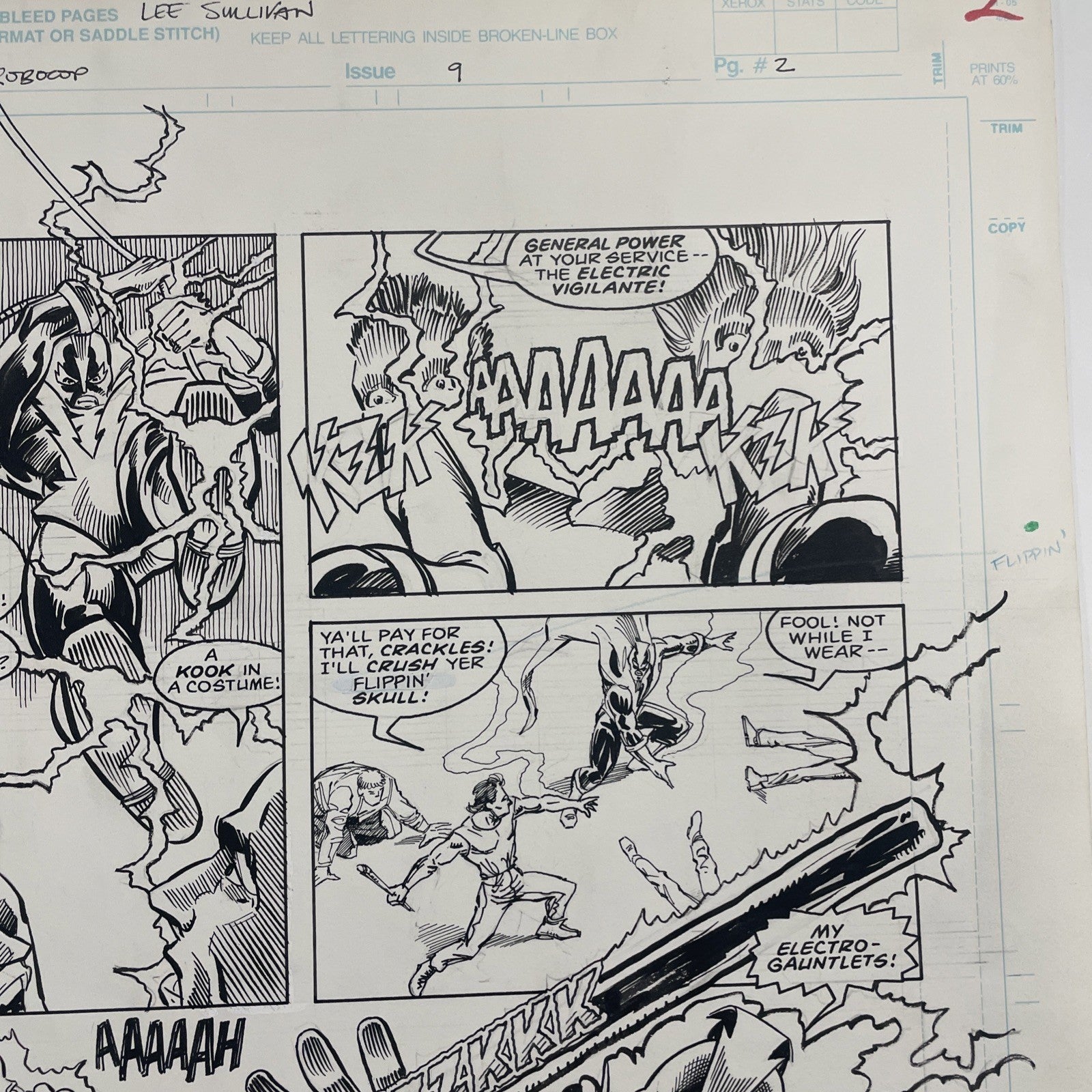 Lee Sullivan Original Art for Marvel's Robocop #9 Page 2 19905