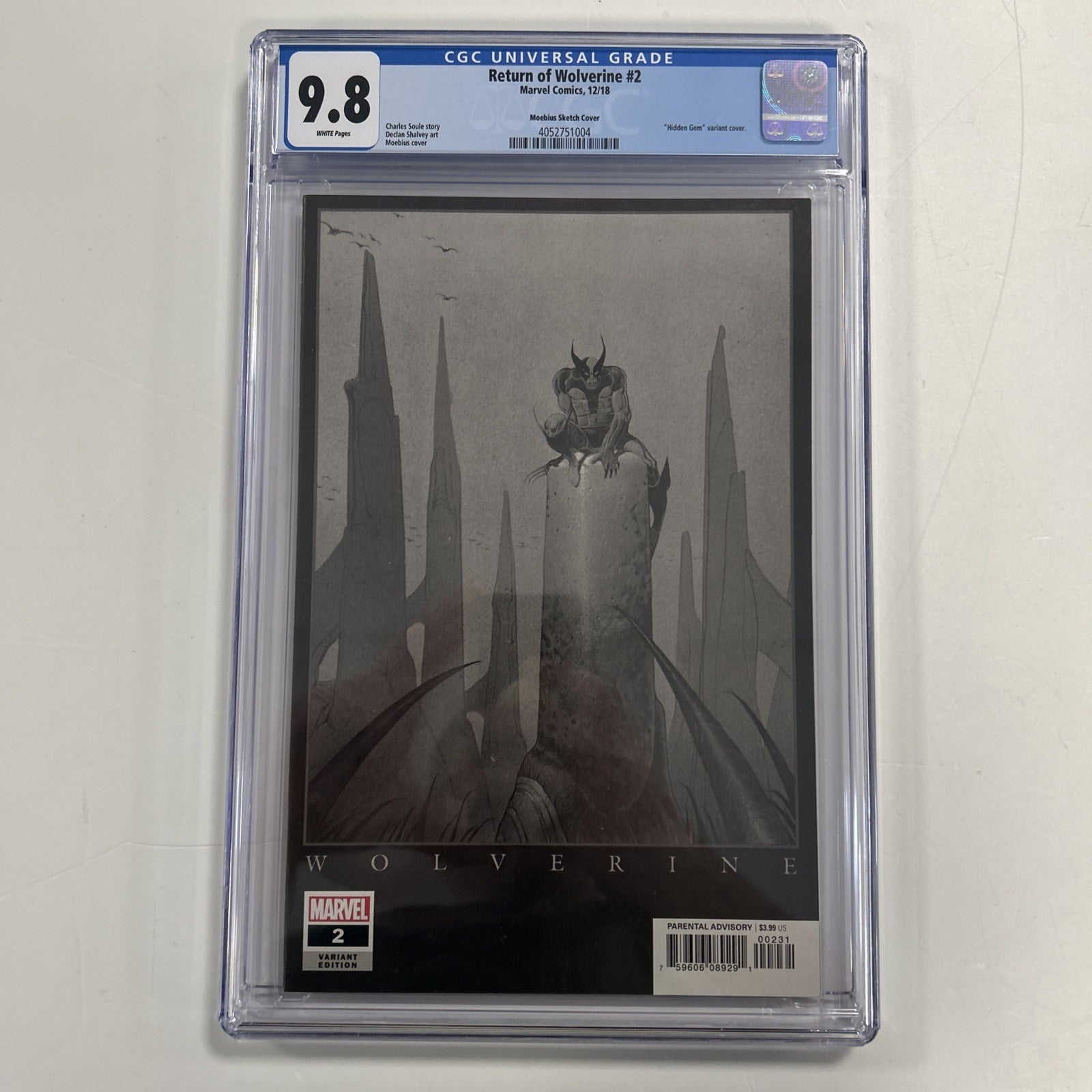 Return of Wolverine #2 2018 CGC 9.8 White Pages Hidded Gem 1:1000 Moebius Sketch0
