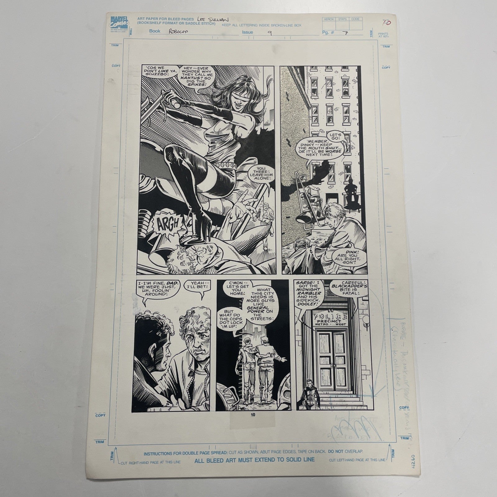Lee Sullivan Original Art for Marvel's Robocop #9 Page 7 19900