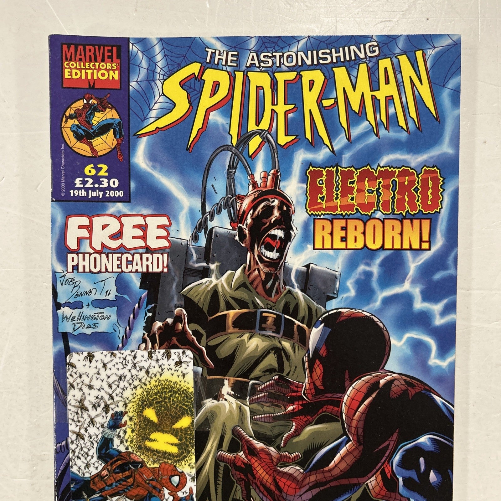 Astonishing Spider-Man #62 2000 VF- UK Marvel Panini Inc. Free Phone Card1