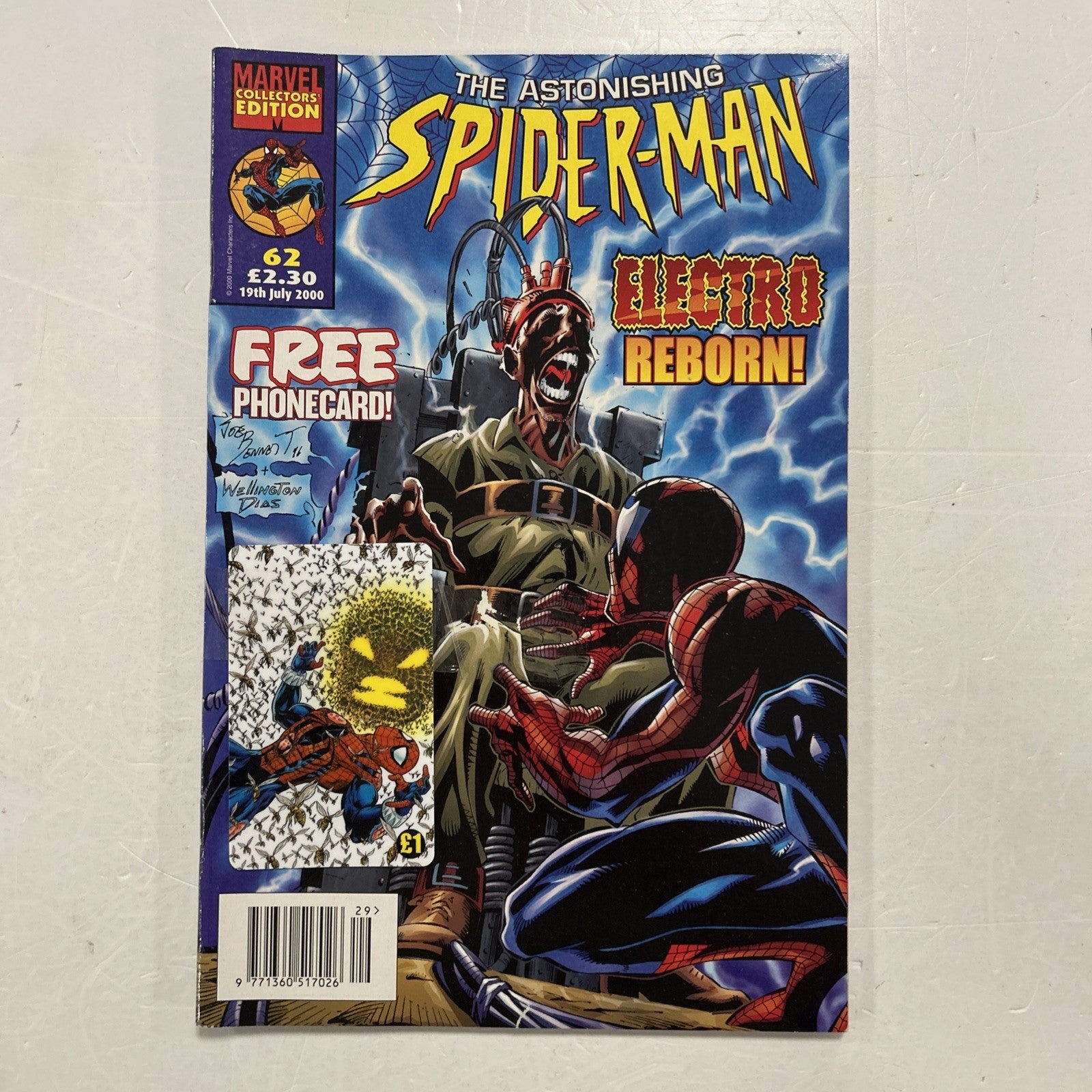 Astonishing Spider-Man #62 2000 VF- UK Marvel Panini Inc. Free Phone Card0