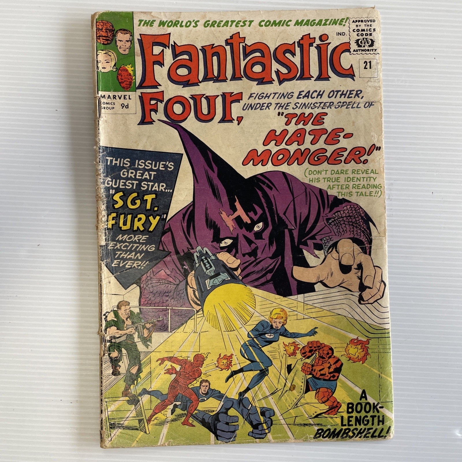 Fantastic Four #21 1963 GD 1st Appearance of Hate Monger Pence Copy **50mm tear0