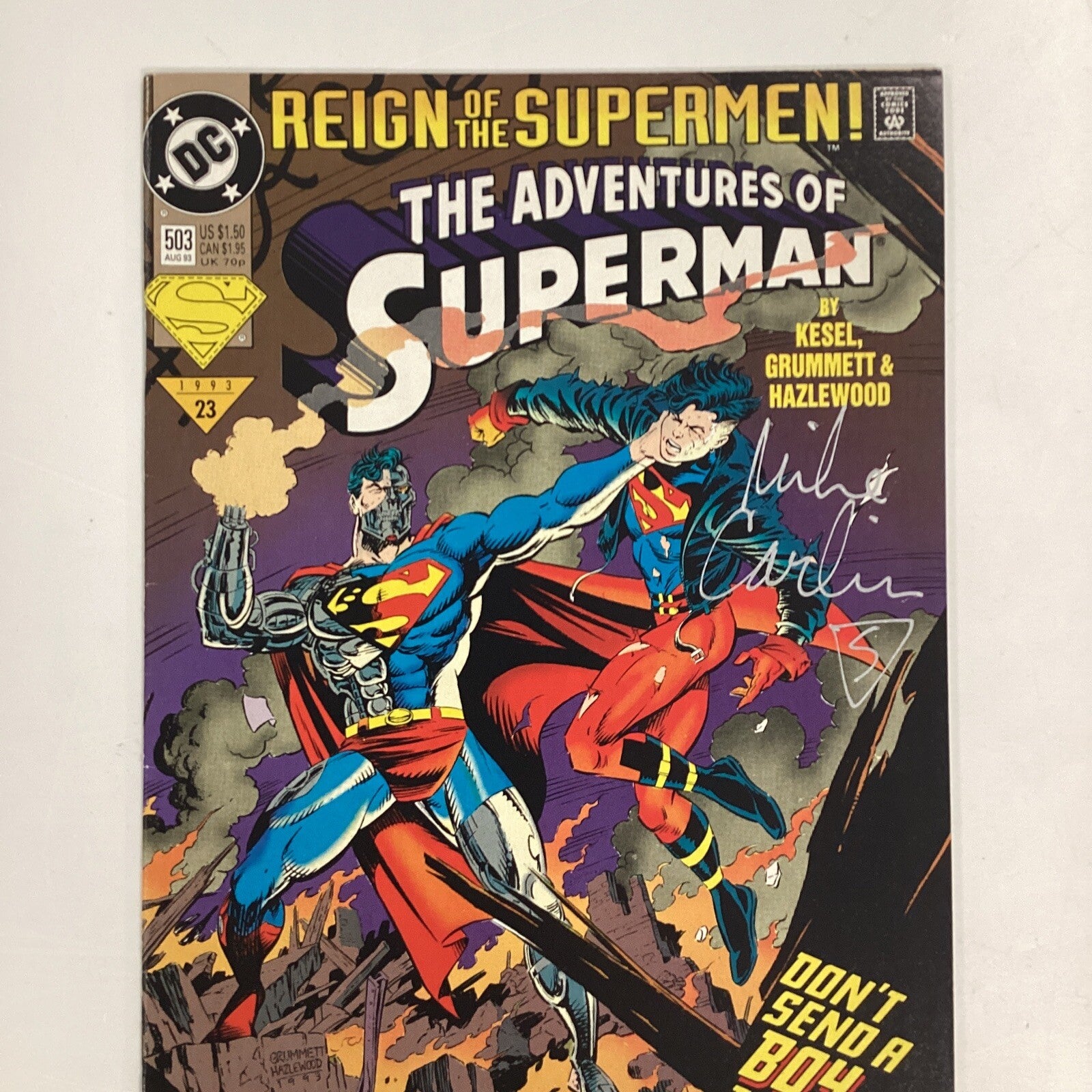 Adventures Of Superman #503 1993 Signed Mike Carlin1