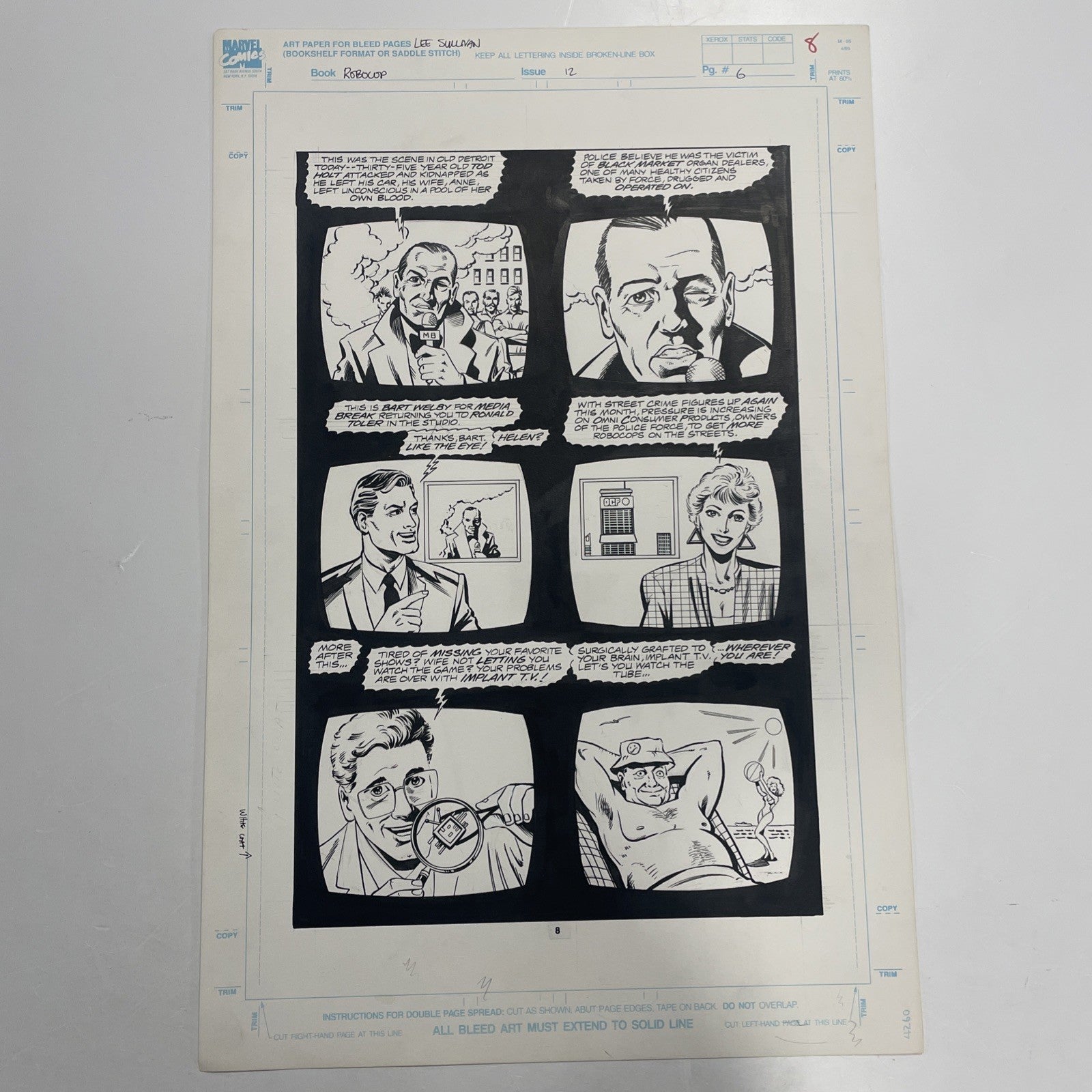 Lee Sullivan Original Art for Marvel's Robocop #12 Page 6 19910