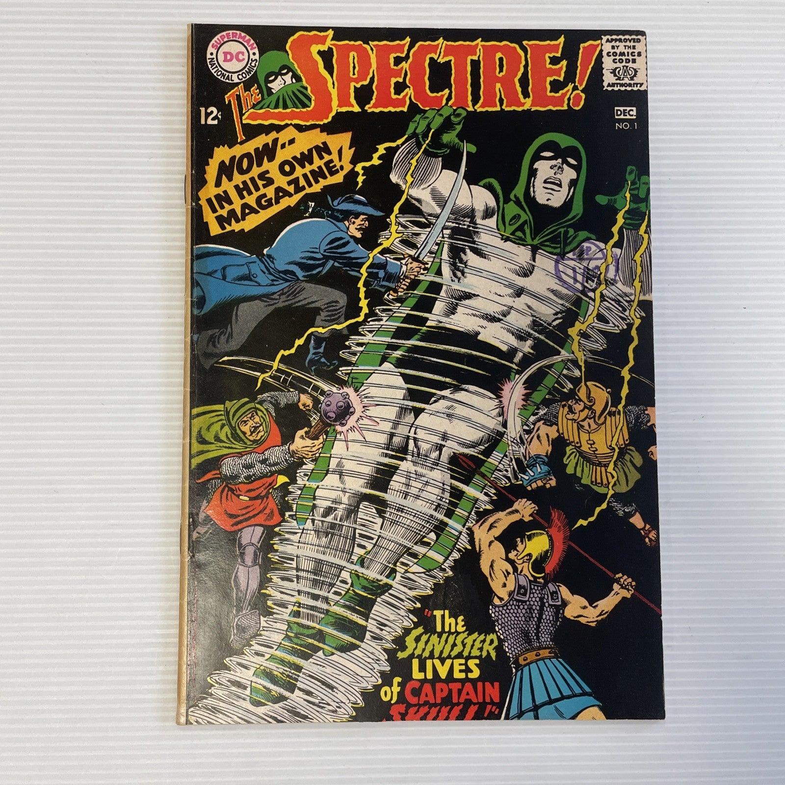 The Spectre #1 1967 VG 1st in Own Title Pence Stamp **stain down spine0