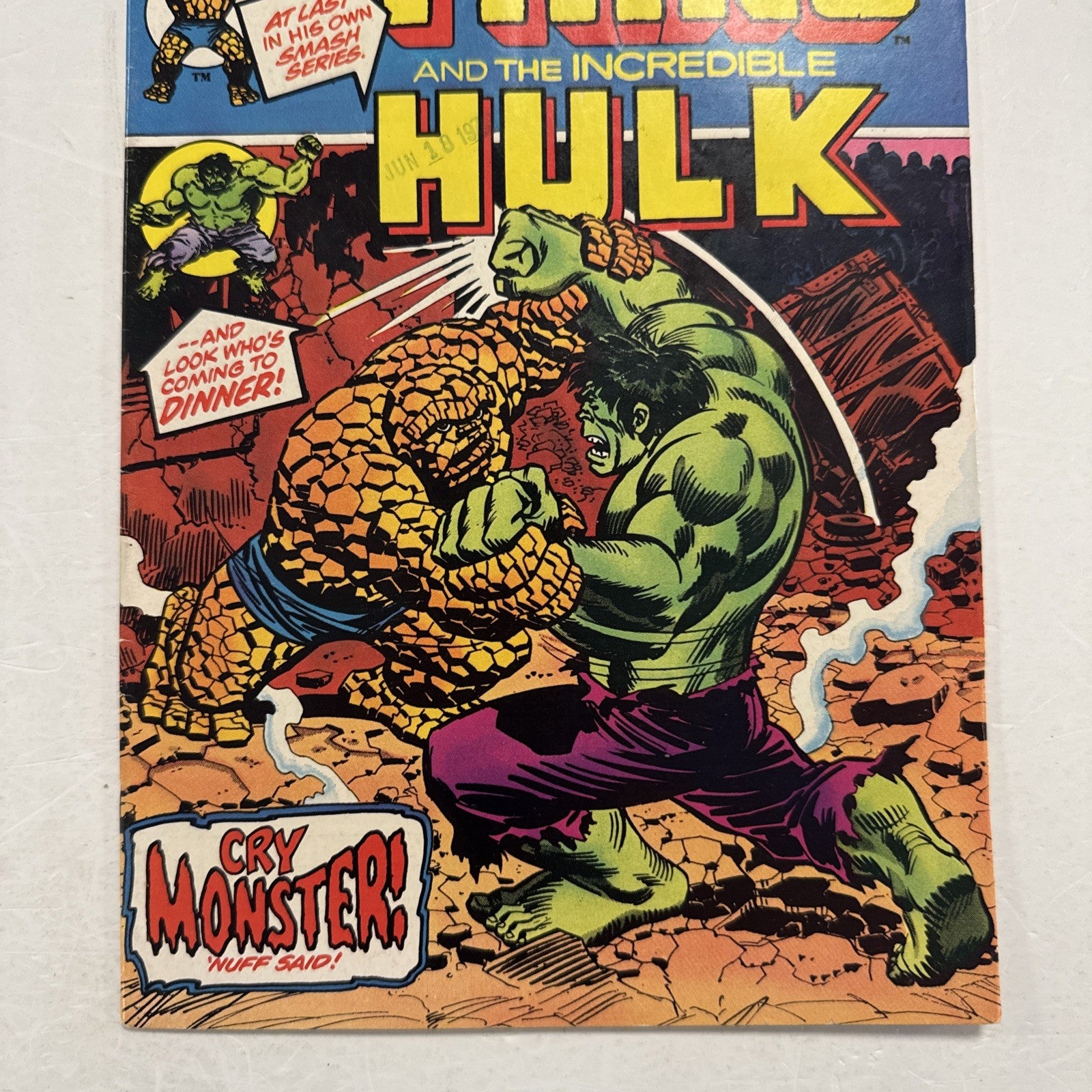 Marvel Feature #11 1973 VF- Thing Hulk Signed by Jim Starlin inside page Date st2