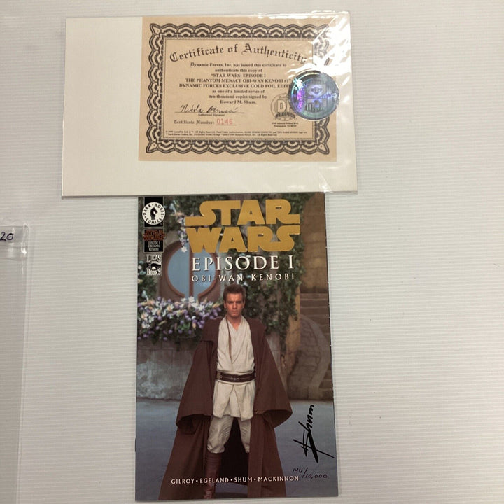 Star Wars Episode 1 Obi-Wan Kenobi 1999 NM Gold Foil Signed Howard M Shum