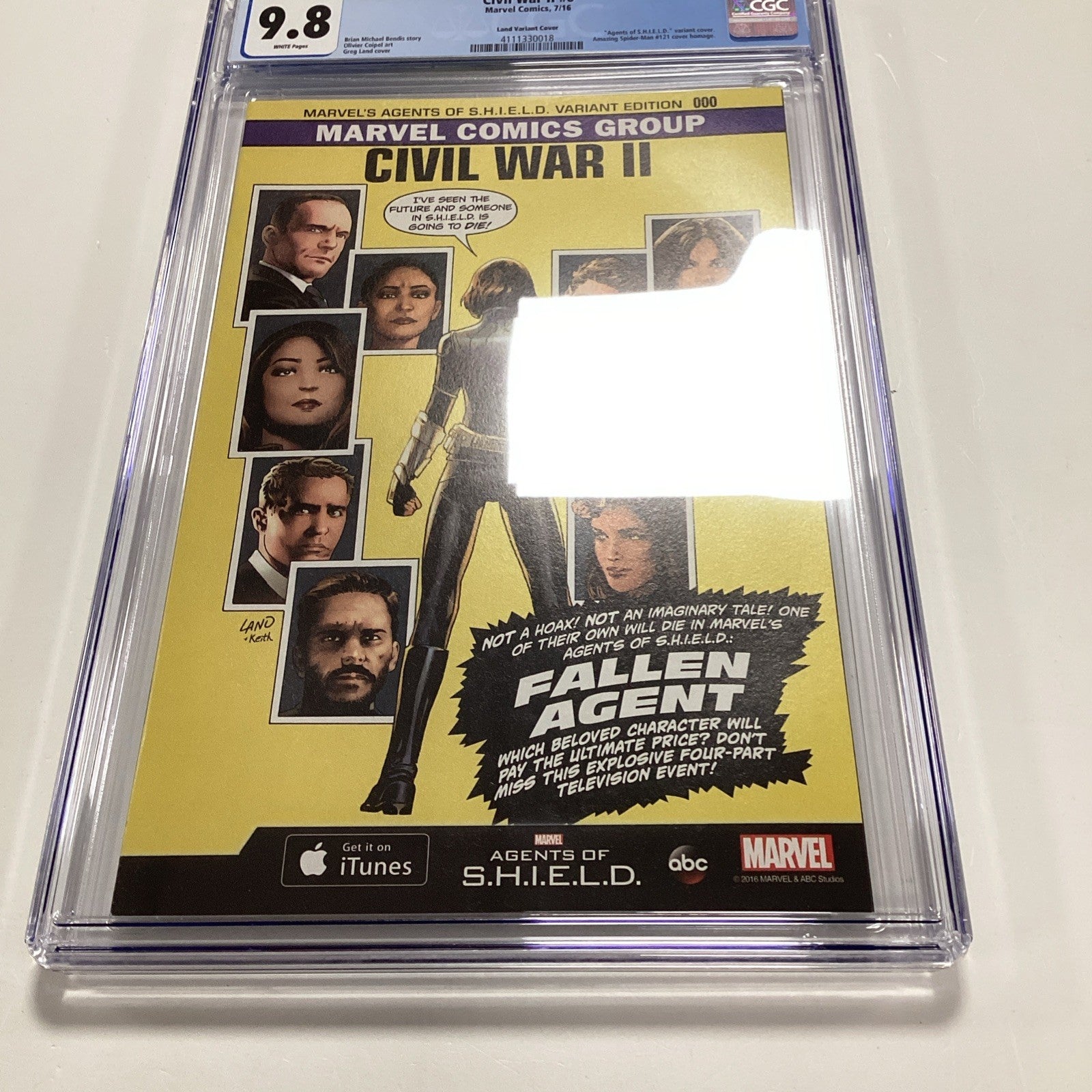 Civil War II #0 2016 CGC 9.8 White Pages Greg Land Agents of Shield 1:10002
