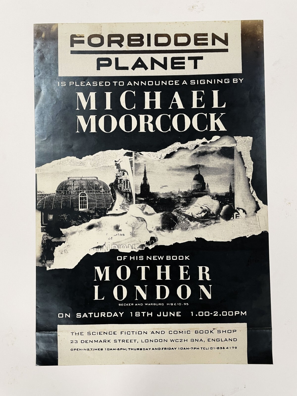Original Forbidden Planet Poster Michael Moorcock Signing Comic History (2) 19870
