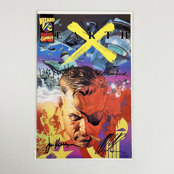 Wizard #1/2 Earth X Signed X4 Alex Ross, Bill Reinhold, Jim Krueger L. Reynolds