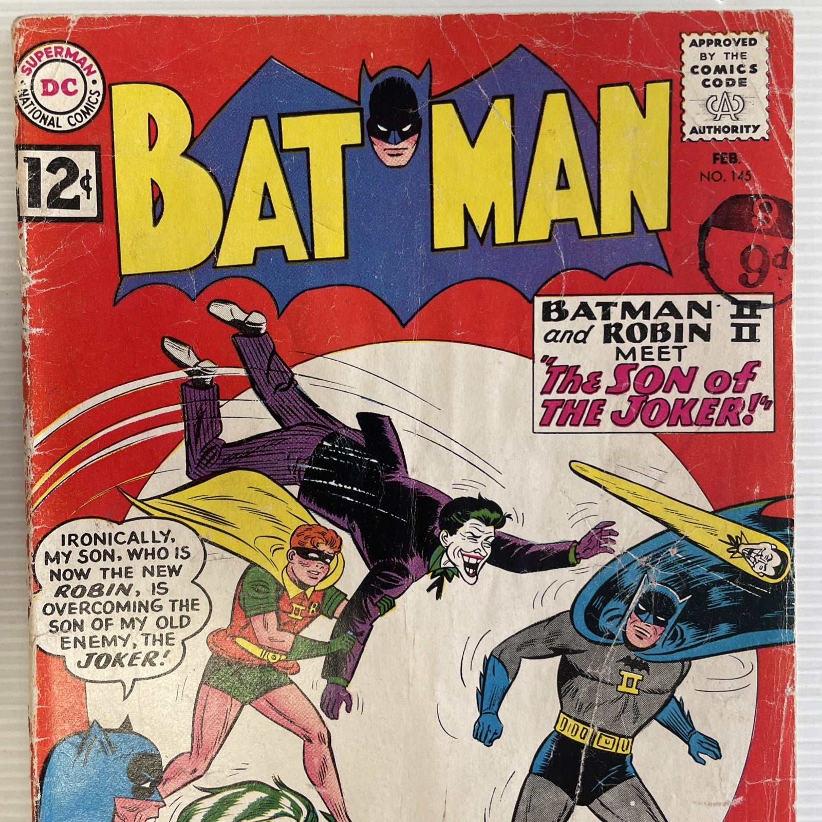 Batman #145 1962 GD Pence Stamp **Water damage, cover detached at bottom staple,1
