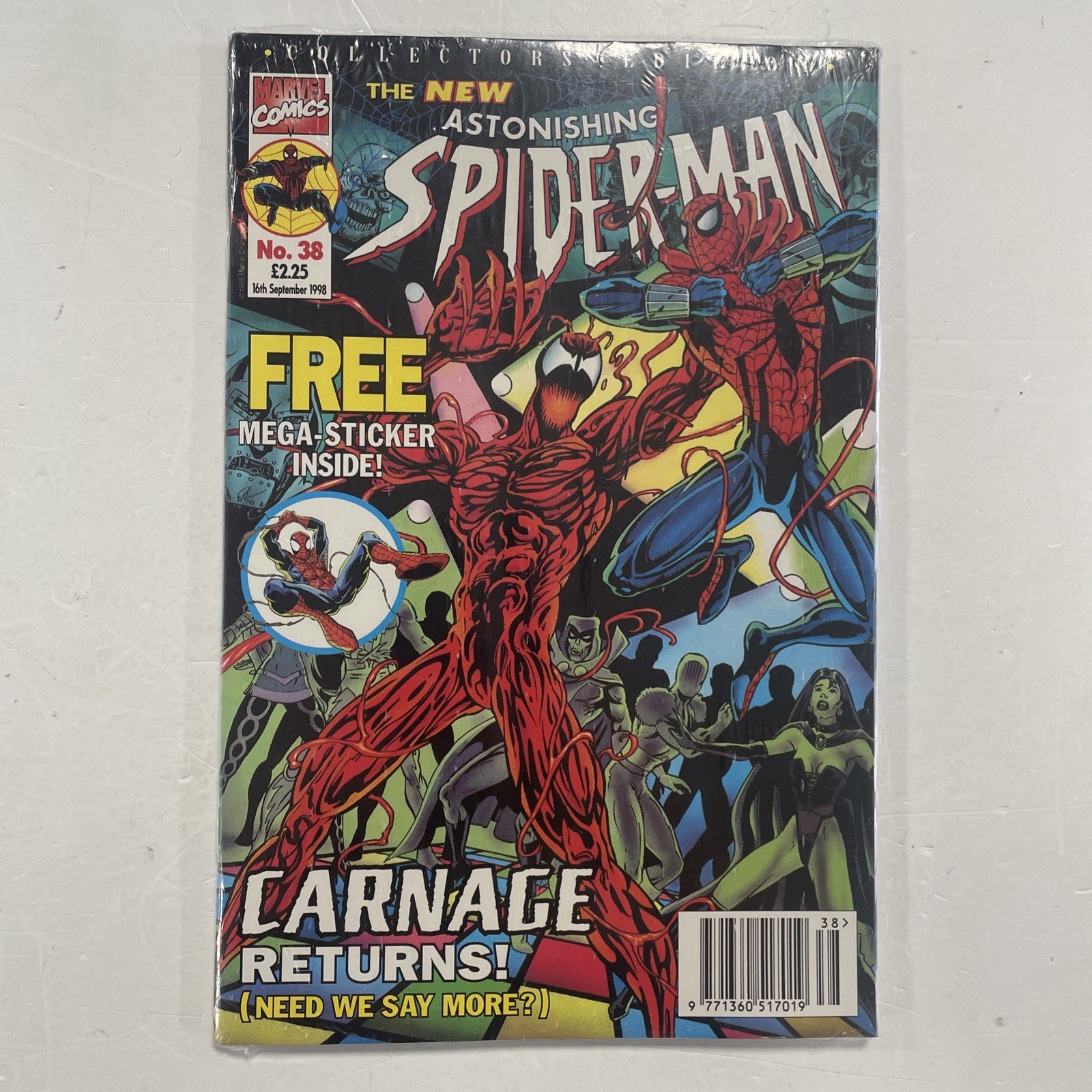 Astonishing Spider-Man #38 1998 VF- UK Marvel Panini Inc. Free Stickers0