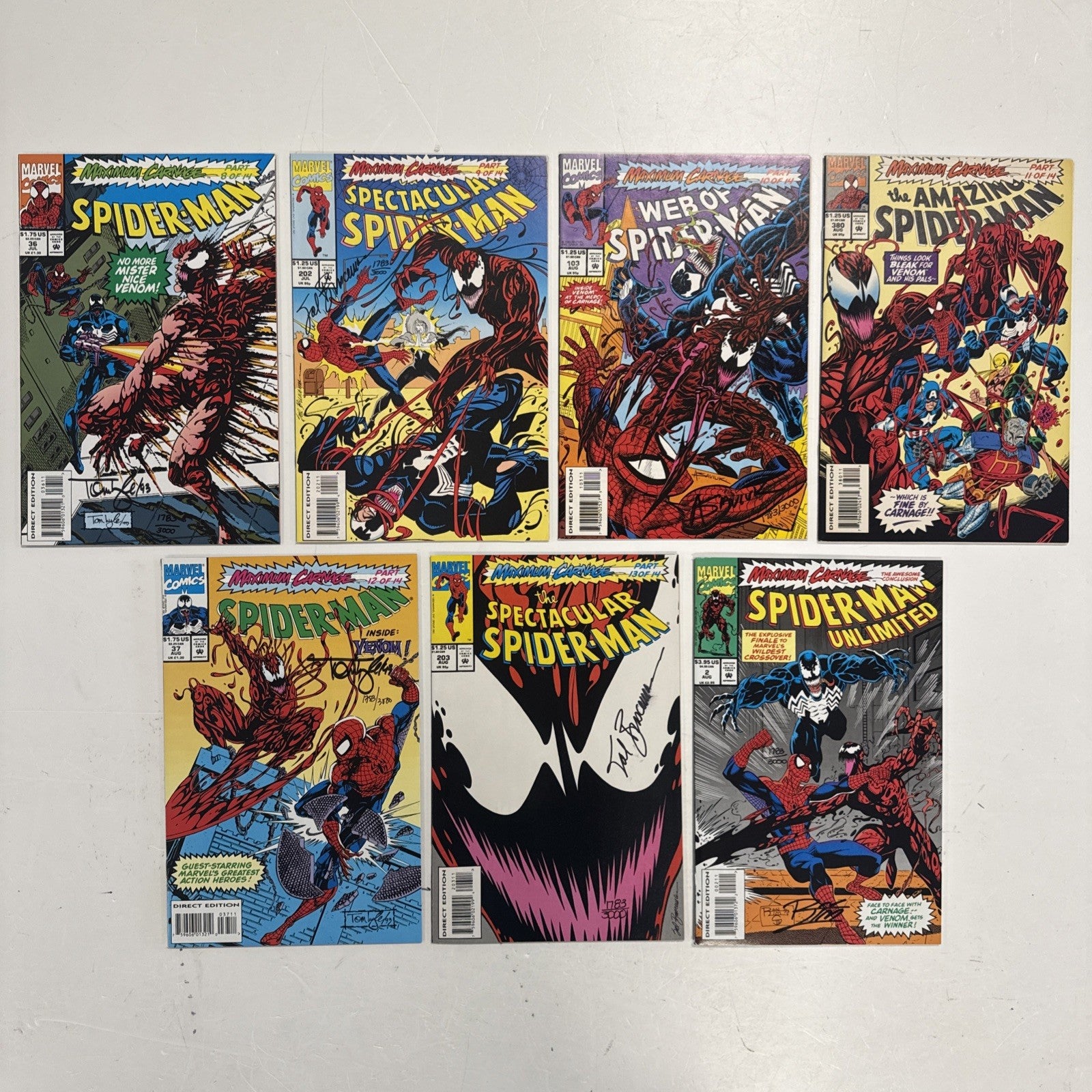 Spider-Man Maximum Carnage #1-14 Complete All signed except 11 Dynamic Forces **8