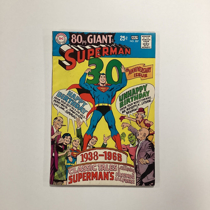 Superman 80 Page Giant #207 1968 VF 30th Anniversary Of Superman