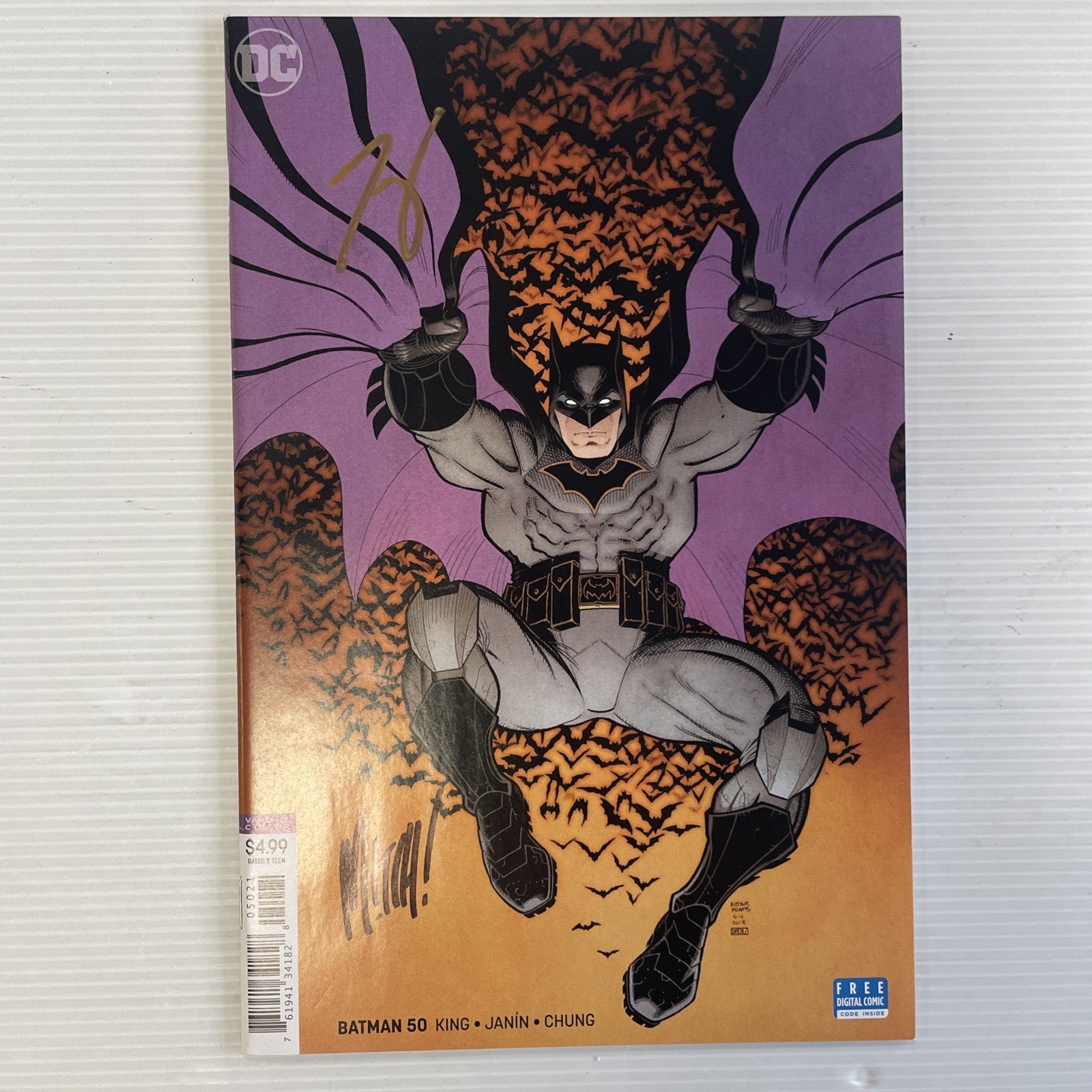 Batman # 50 2018 NM Arthur Adams Torpedo Variant Signed Tom King Mitch Gerards**0