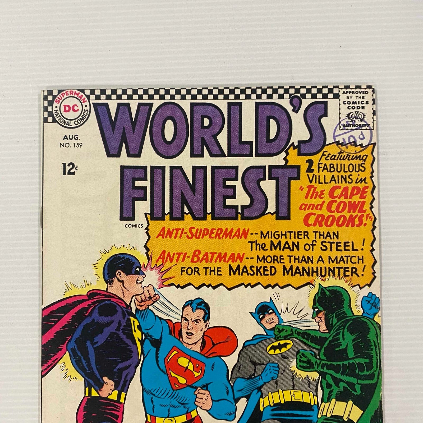 World's Finest #159 1966 VF Cent Copy Pence Stamp1