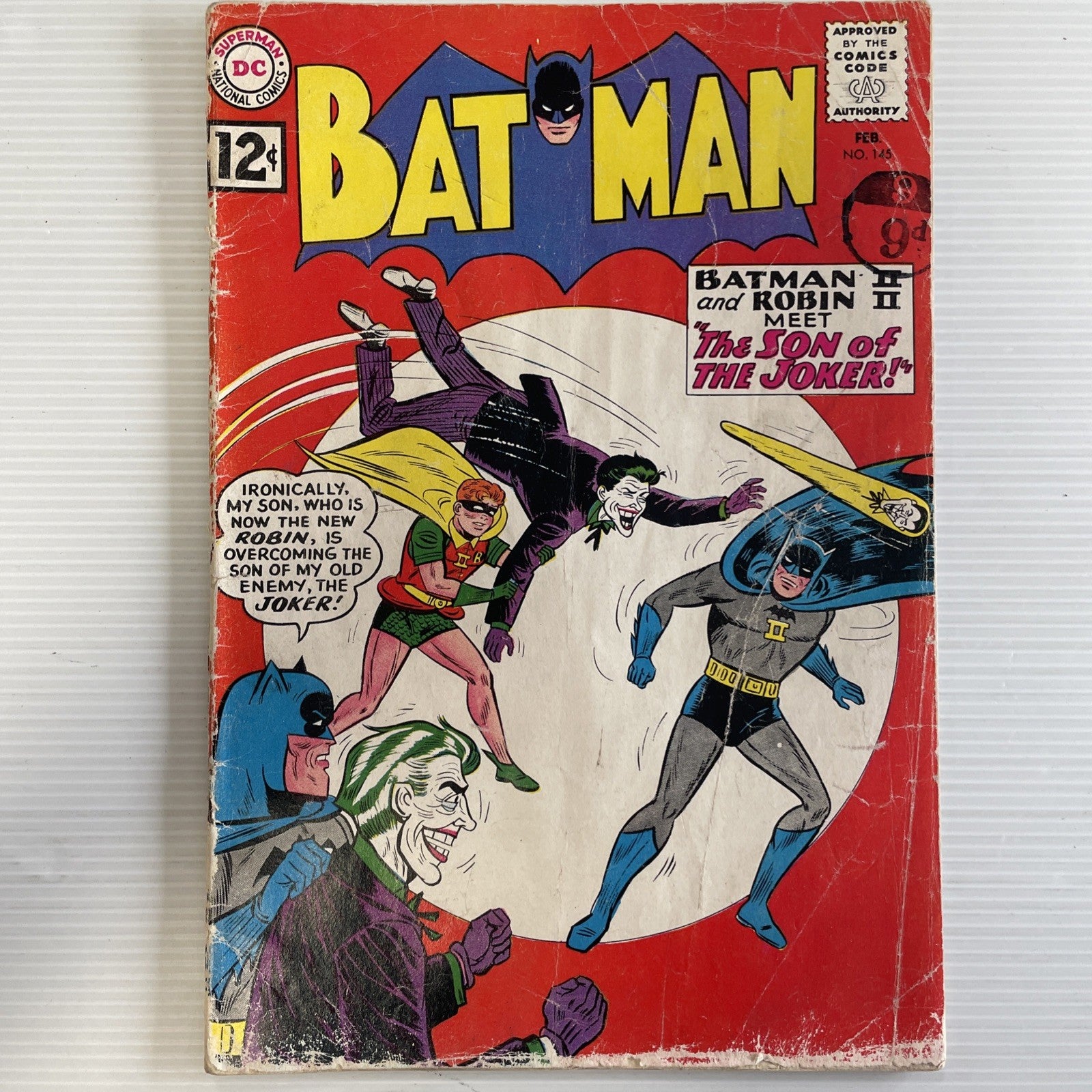 Batman #145 1962 GD Pence Stamp **Water damage, cover detached at bottom staple,0