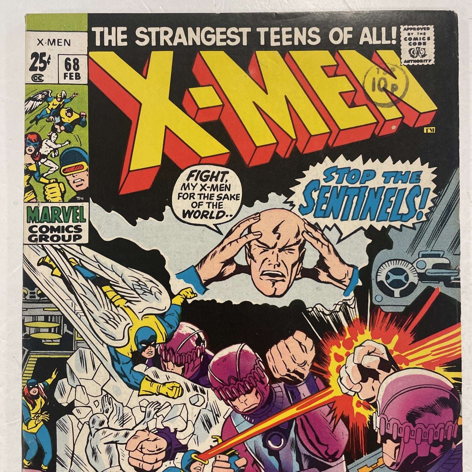 X-Men #68 1971 FN/VF Reprints Origin of Beast Pence Stamp1
