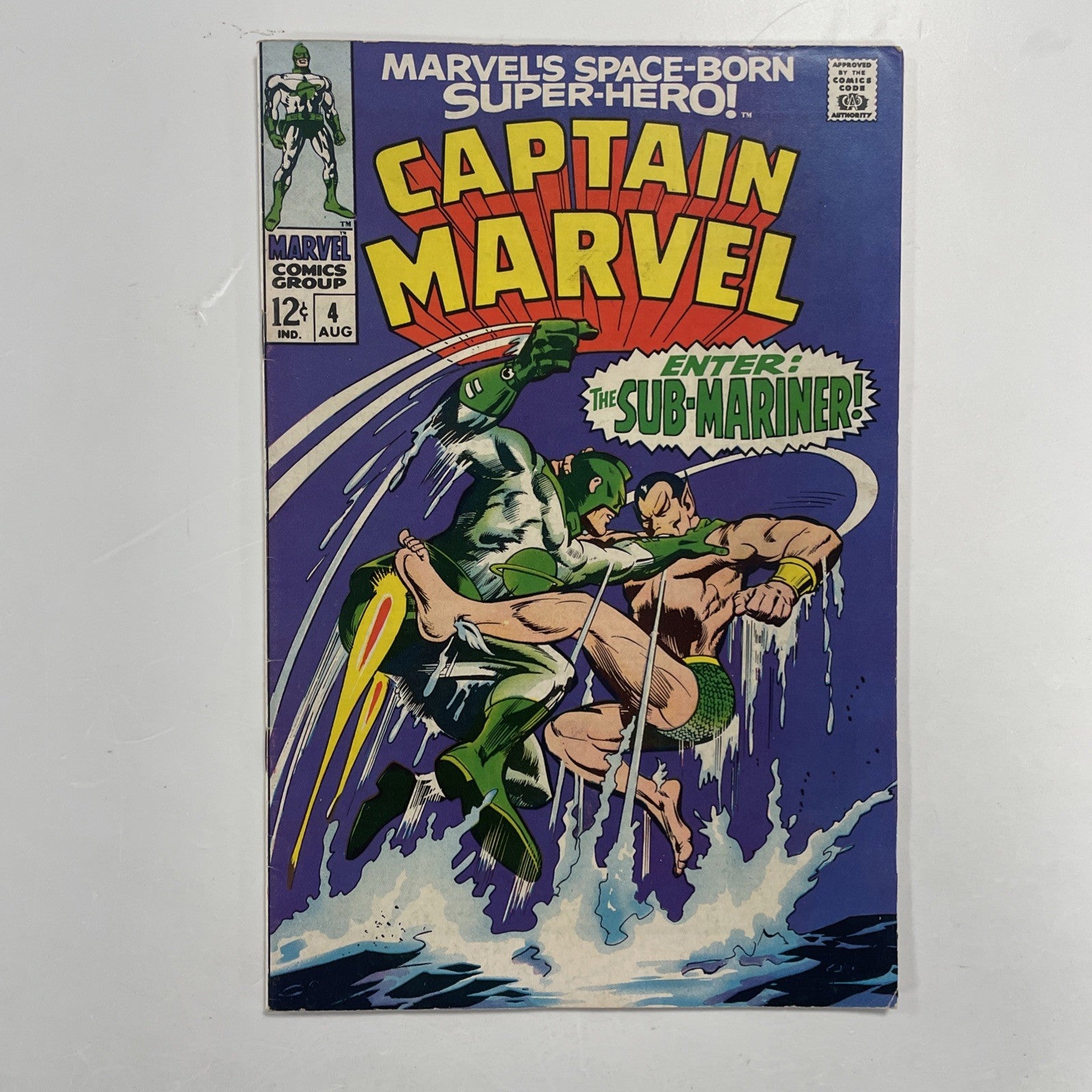 Captain Marvel #4 1968 FN/VF Pence Stamp Classic Submariner Cover0