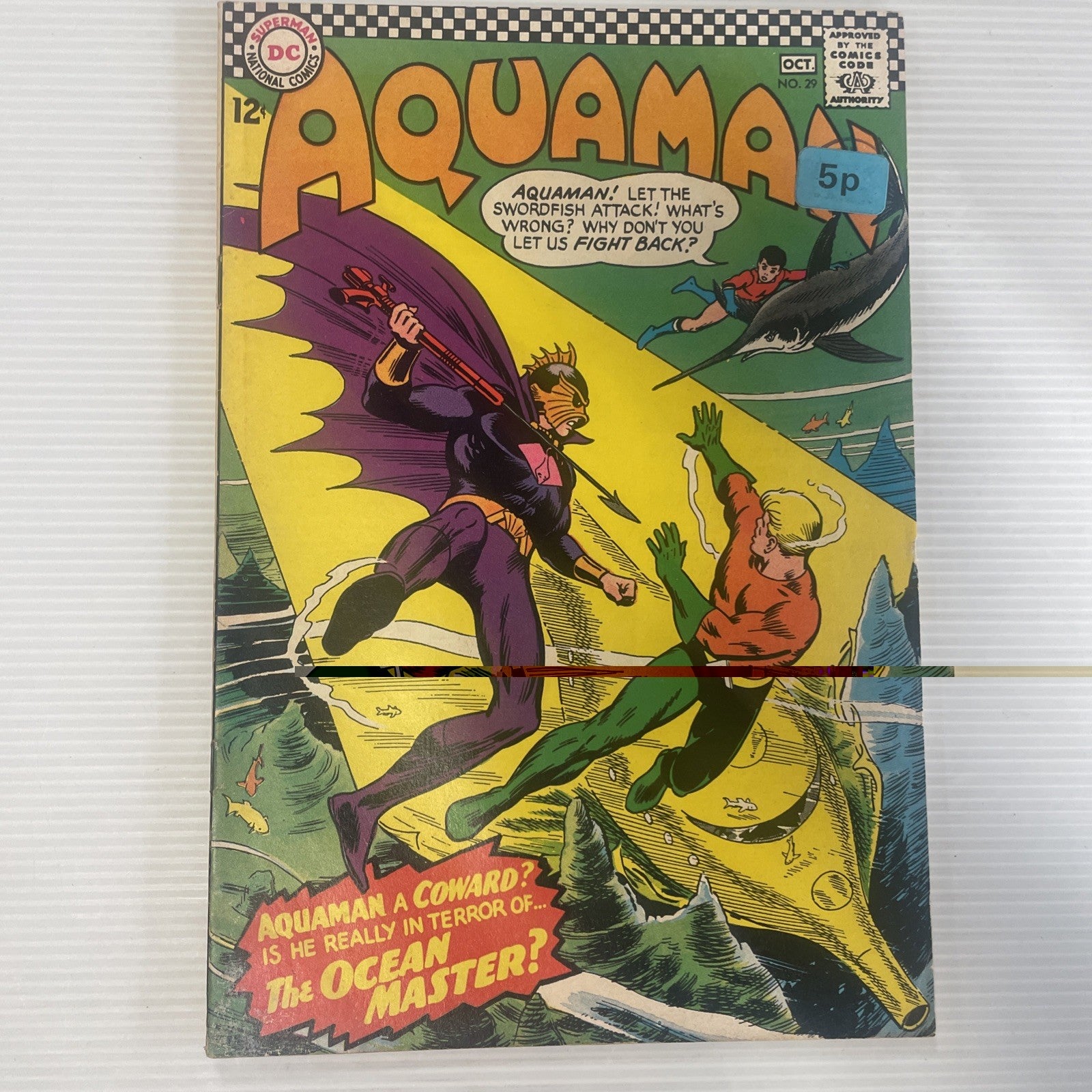 Aquaman #29 1966 GD/VG 1st Appearance Of Ocean Master Pence Sticker *See Descrip0