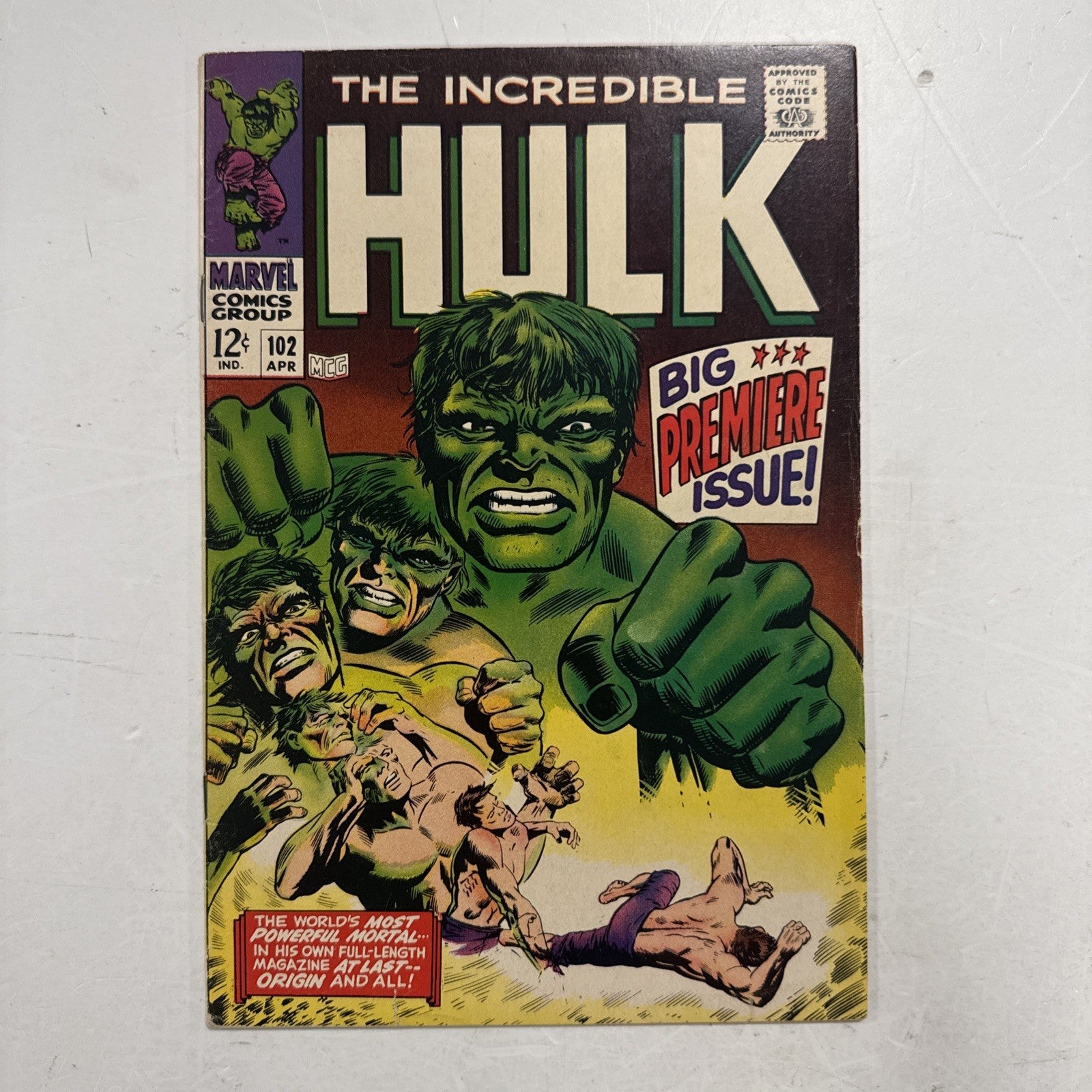 The Incredible Hulk #102 1968 VG+ Origin Retold **tear through bottom of comic,0