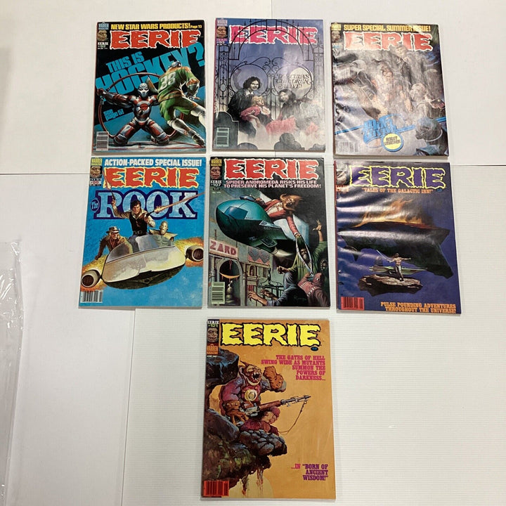 Eerie #92, #93, #96, #99, #107, #118 & #121 Magazine Lot 1978-1981 Warren