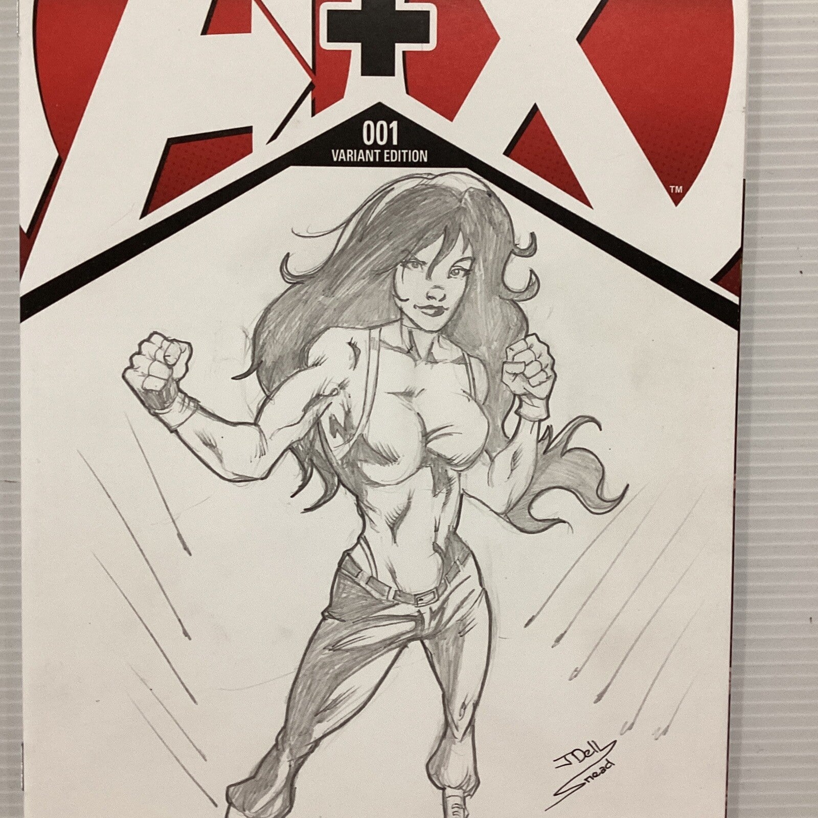 A+X  #1 She Hulk Variant Edt, Sketchbook Cover by John Dell Snead2