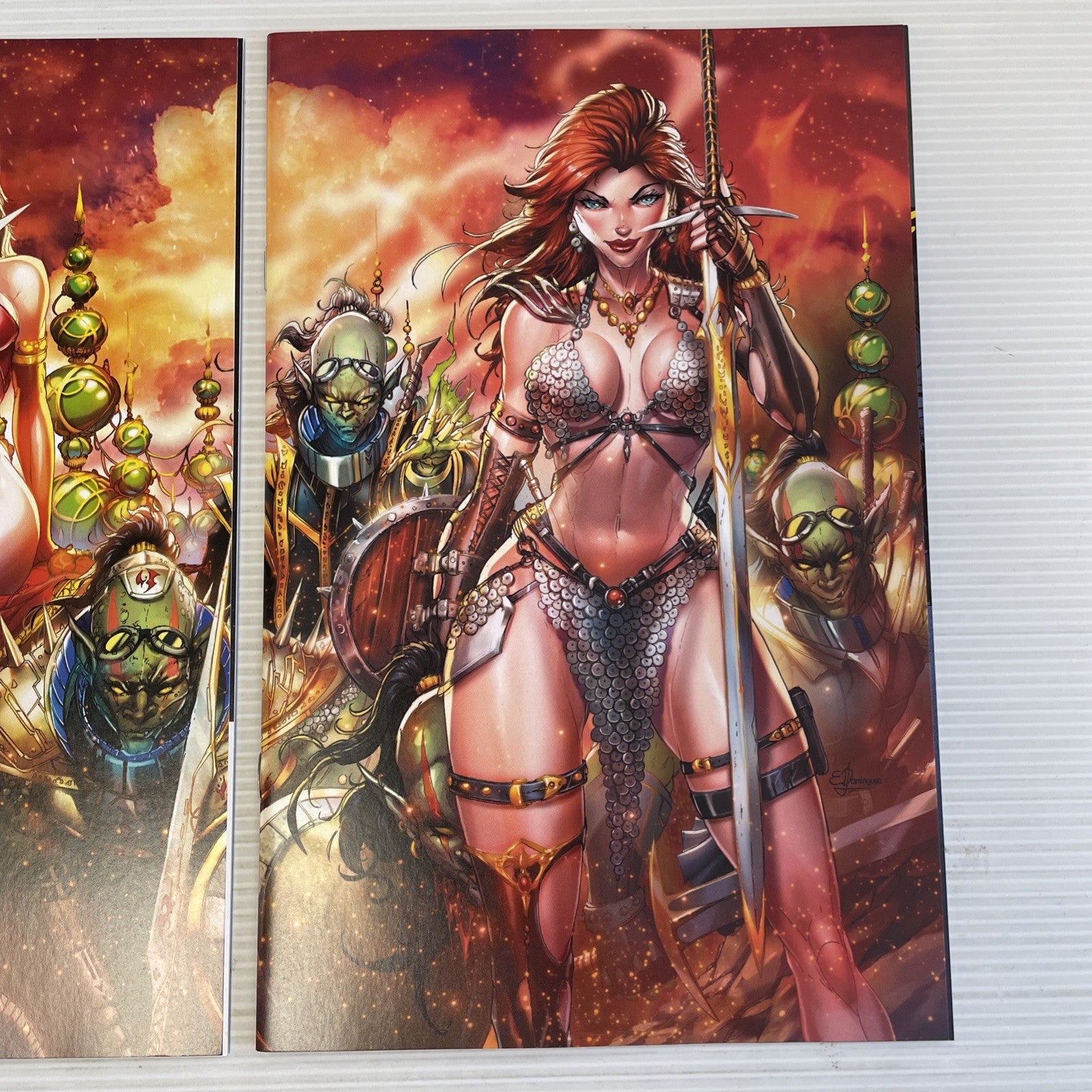 Red Sonja Vampirella #1 #2 2022 NM 616 Jamie Tyndall Virgin Connecting Smoke4