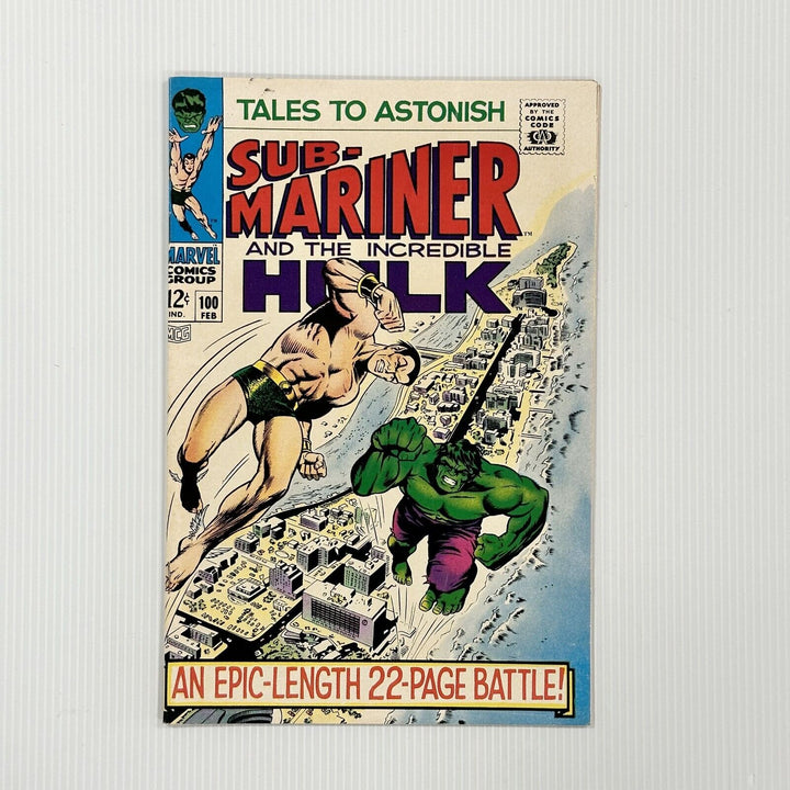 Tales to Astonish Sub-Mariner  and The Incredible Hulk #100 1968 VF- Cent Copy