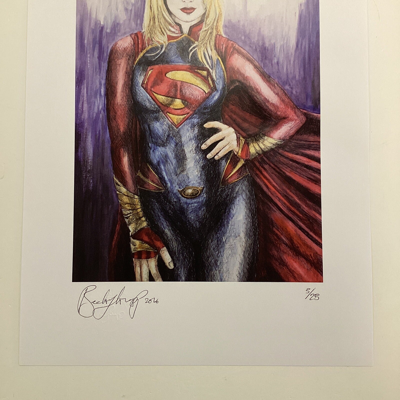 Super Girl Signed Art Print by Becky Knapp2