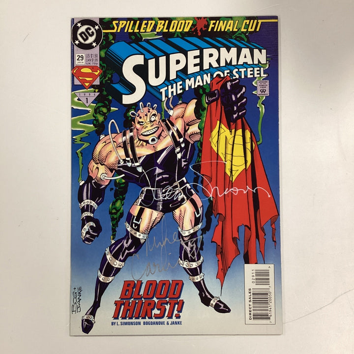 Superman Man of Steel #29 1994 Signed by Simonson & Mike Carlin0
