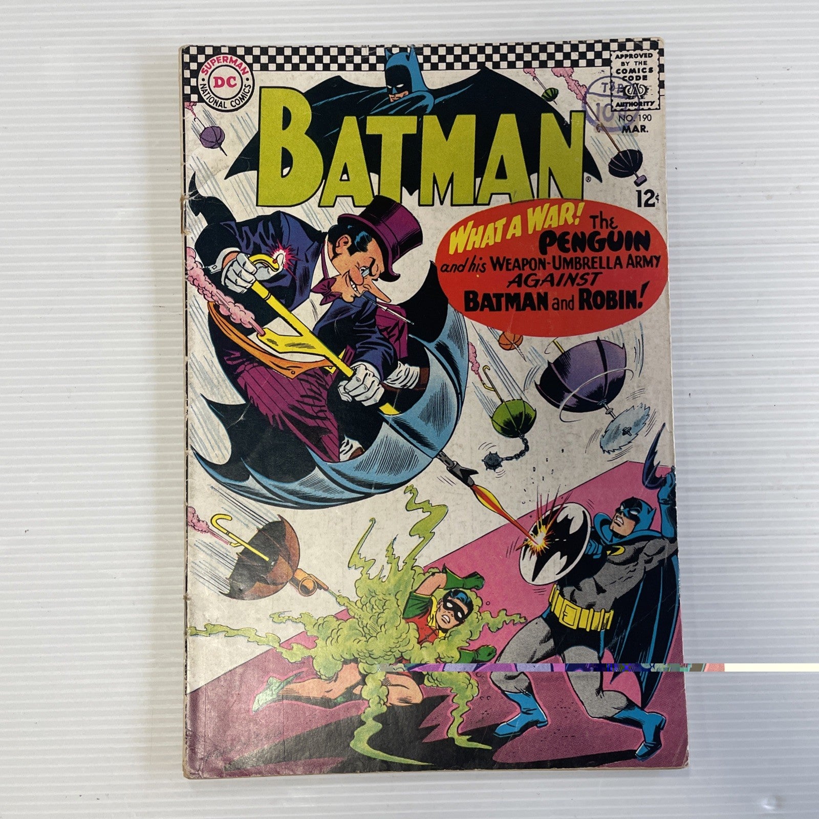 Batman #190 1967 GD+ Classic Penguin Cover Pence Stamp **Cover Deteached at Top0