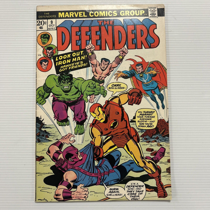 Defenders #9 1973 VG/FN vs Avengers Mark Jewelers Insert Copy