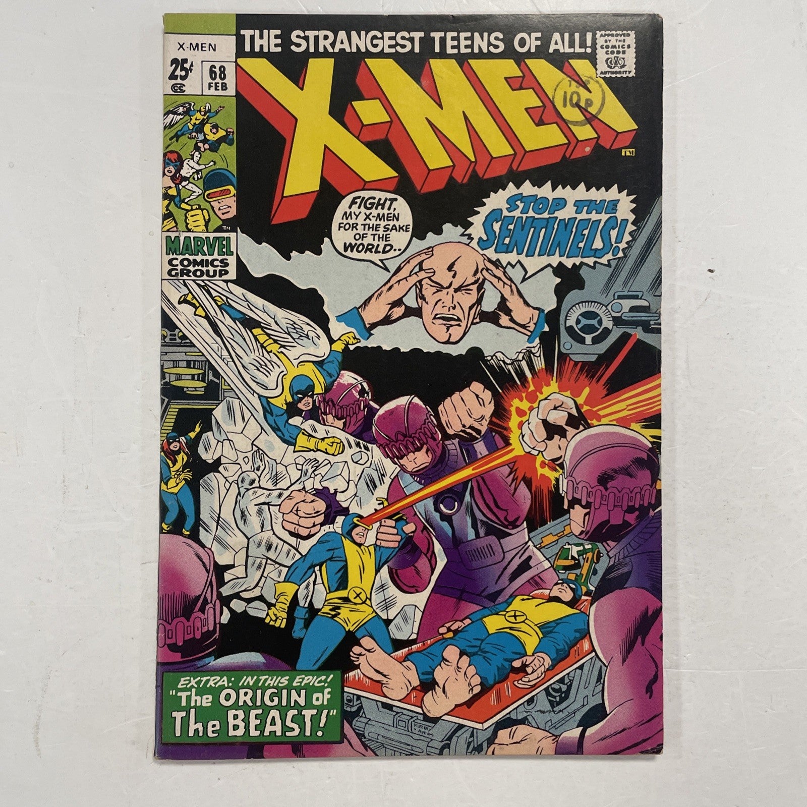X-Men #68 1971 FN/VF Reprints Origin of Beast Pence Stamp0