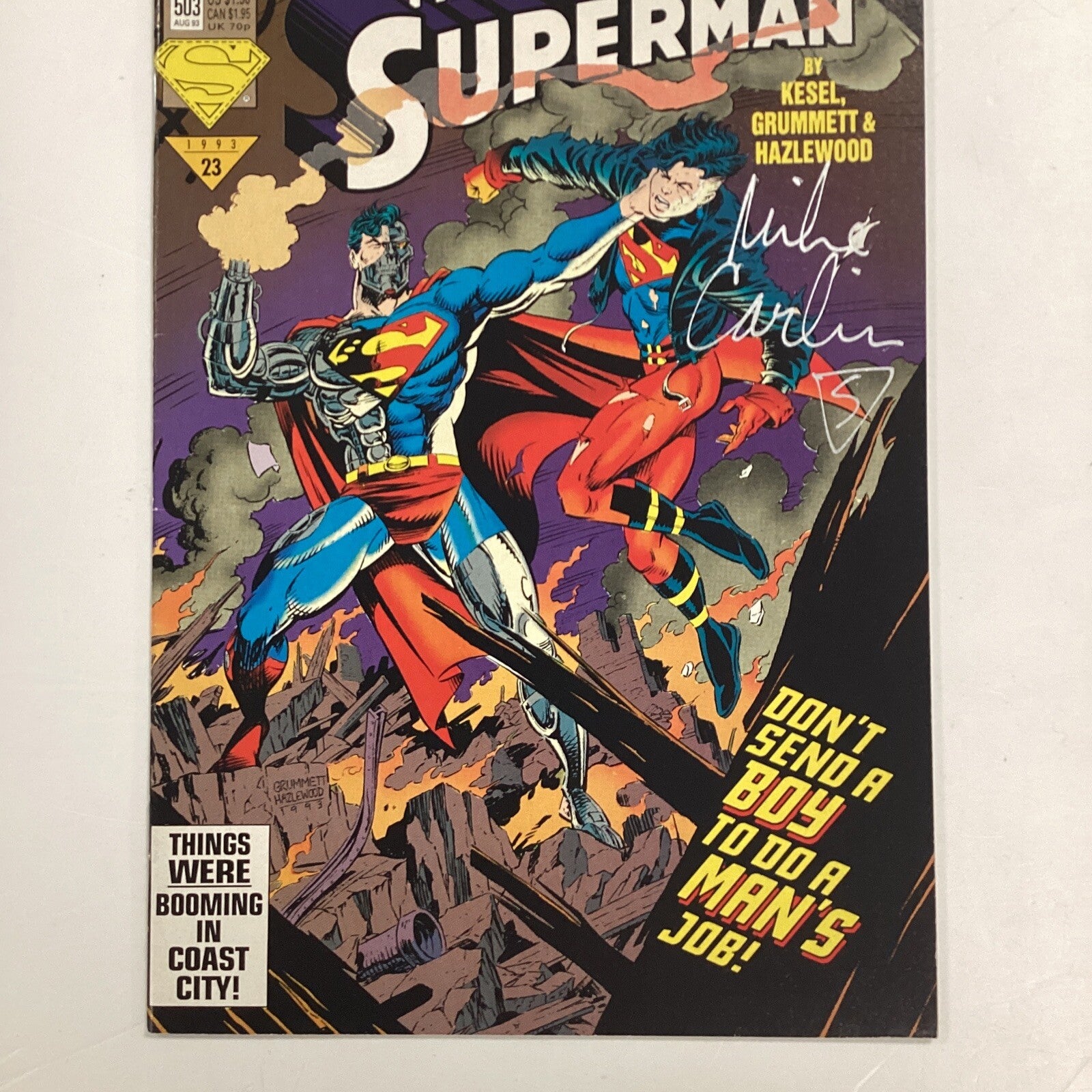 Adventures Of Superman #503 1993 Signed Mike Carlin2