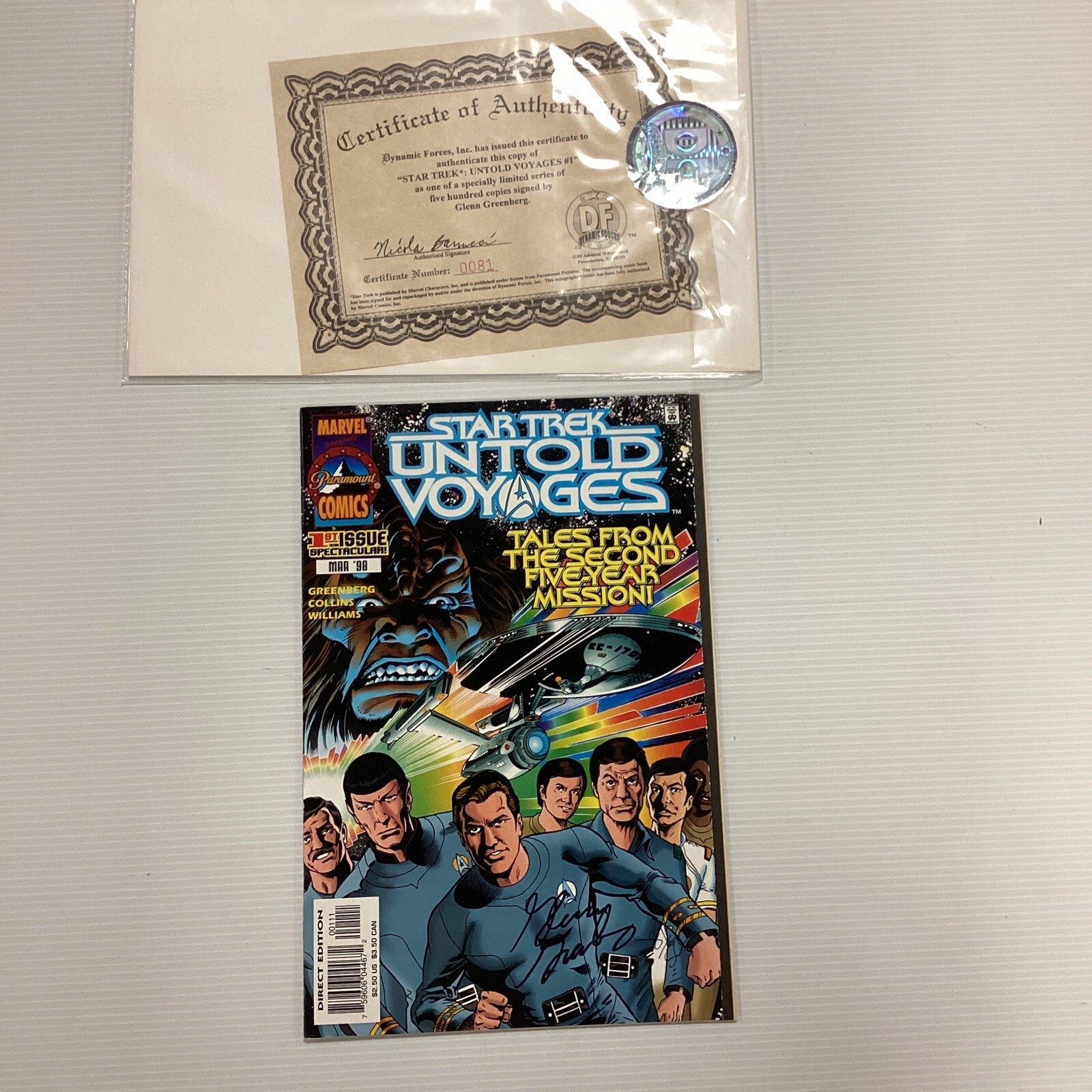 Star Trek Untold Voyages #1 1998 VF/NM signed Glenn Greenberg DF CoA 81/5000