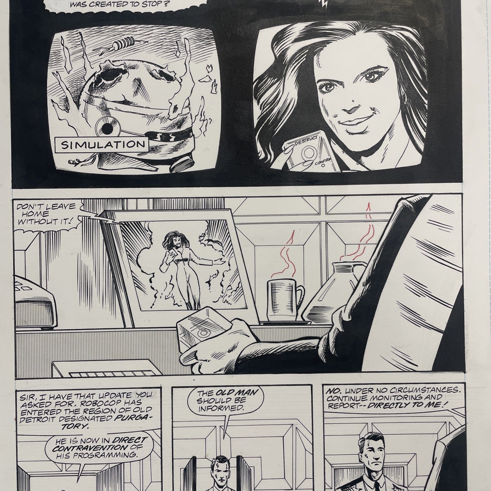 Lee Sullivan Original Art for Marvel's Robocop #13 Page 3 19915