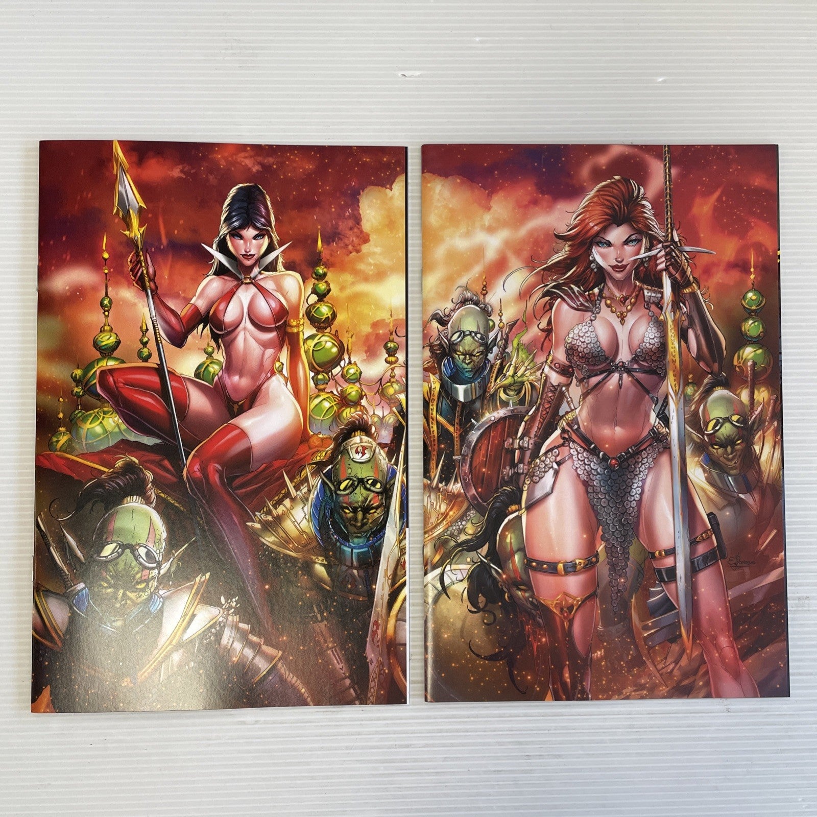 Red Sonja Vampirella #1 #2 2022 NM 616 Jamie Tyndall Virgin Connecting Smoke0