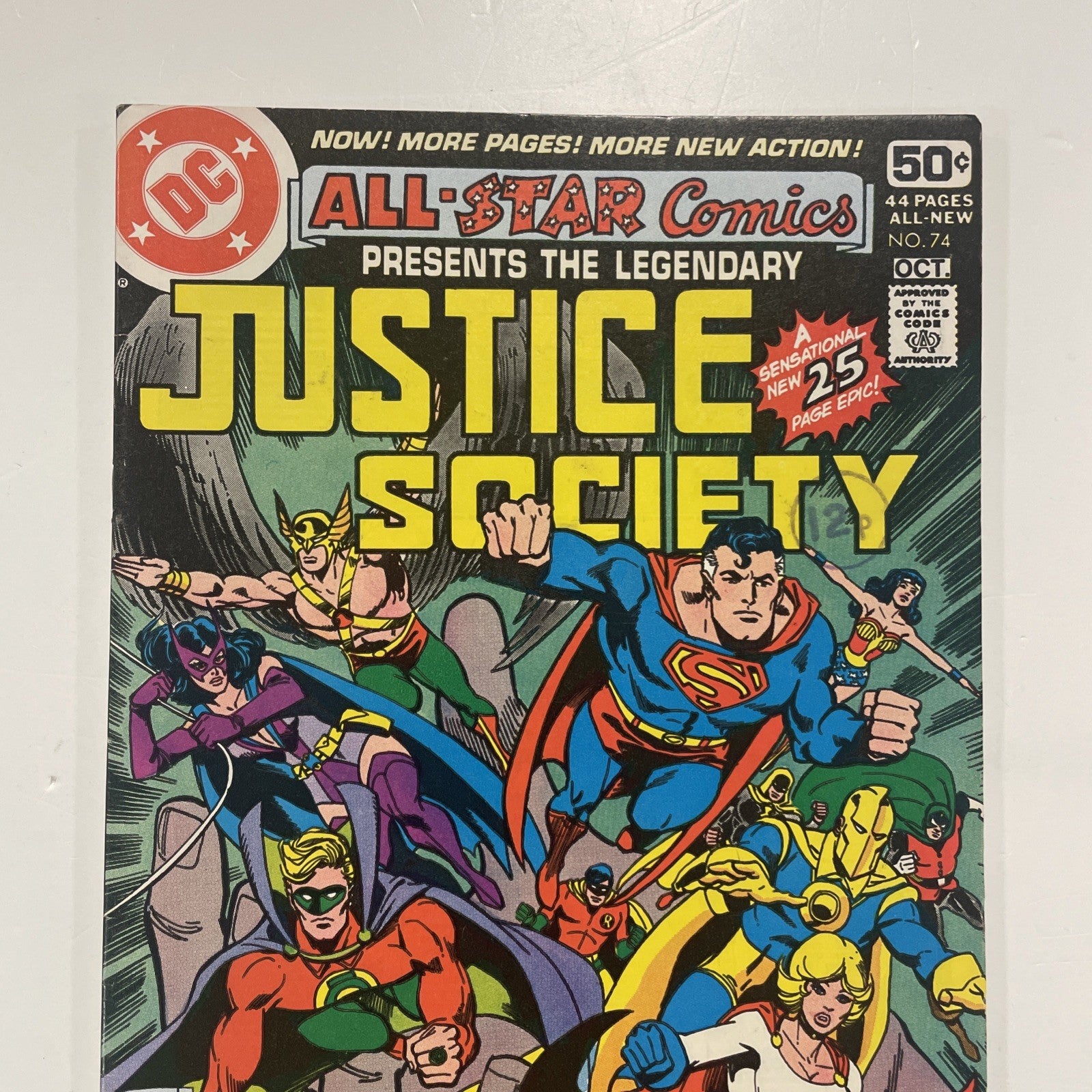 All-star Comics Presents Justice Society #74 1978 FN/VF Final Issue Pence Stamp1