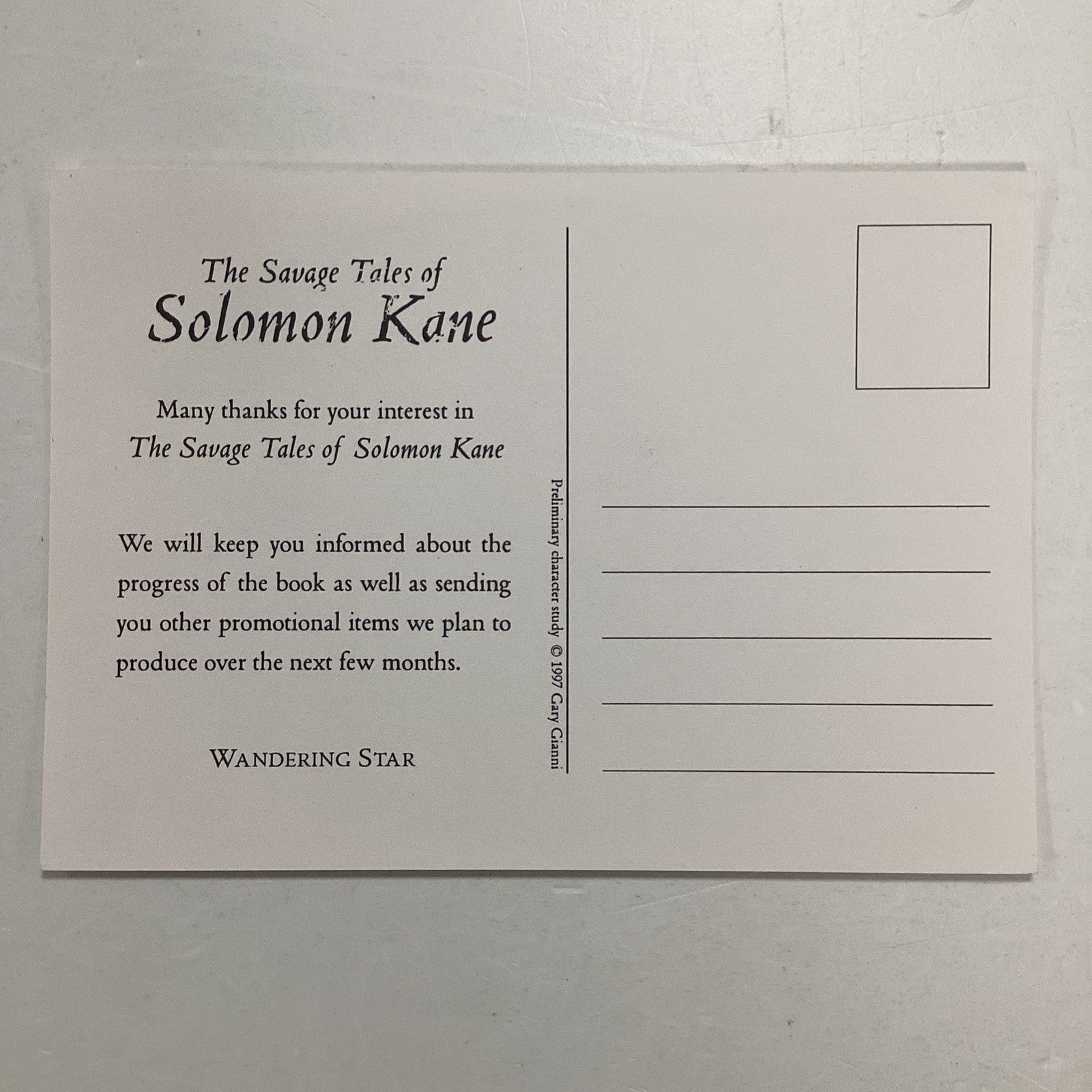 The Solomon Kane Sketchbook 1997 by Gary Gianni in Envelope Sleeve Rare Oop! VGC18